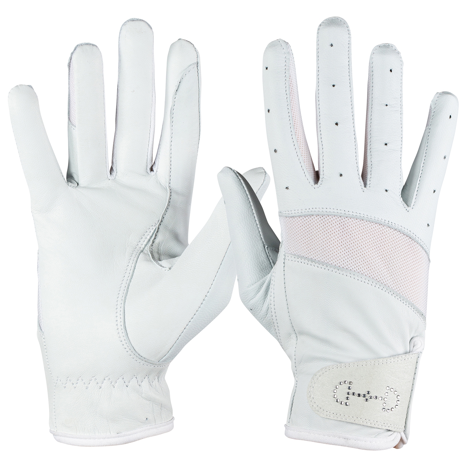 Blanc Gants cuir et mesh Horze femme