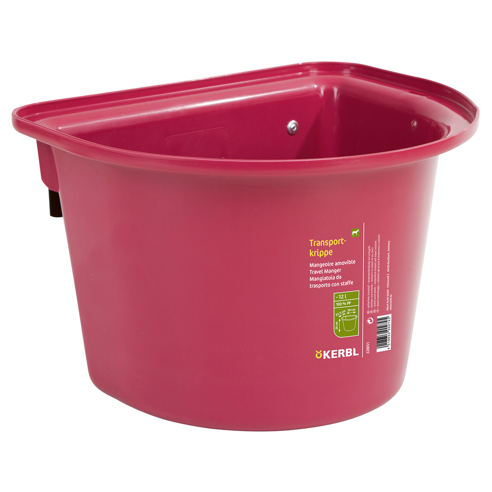 Raspberry Pink Mangeoire amovible Kerbl 12L, plastique w / caution de crochet dans