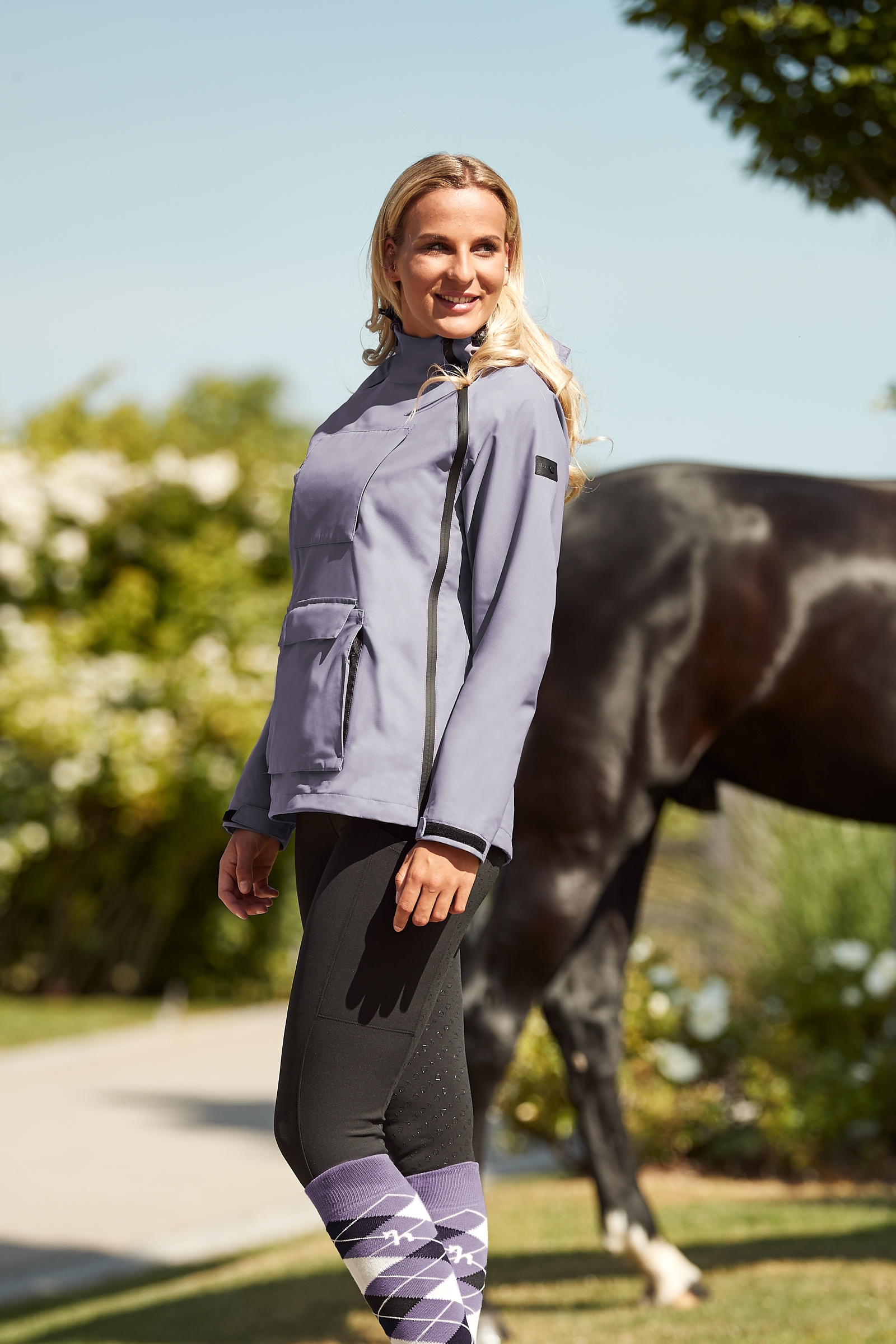 Veste d'équitation imperméable Horze Ayla avec fermetures éclair, femme