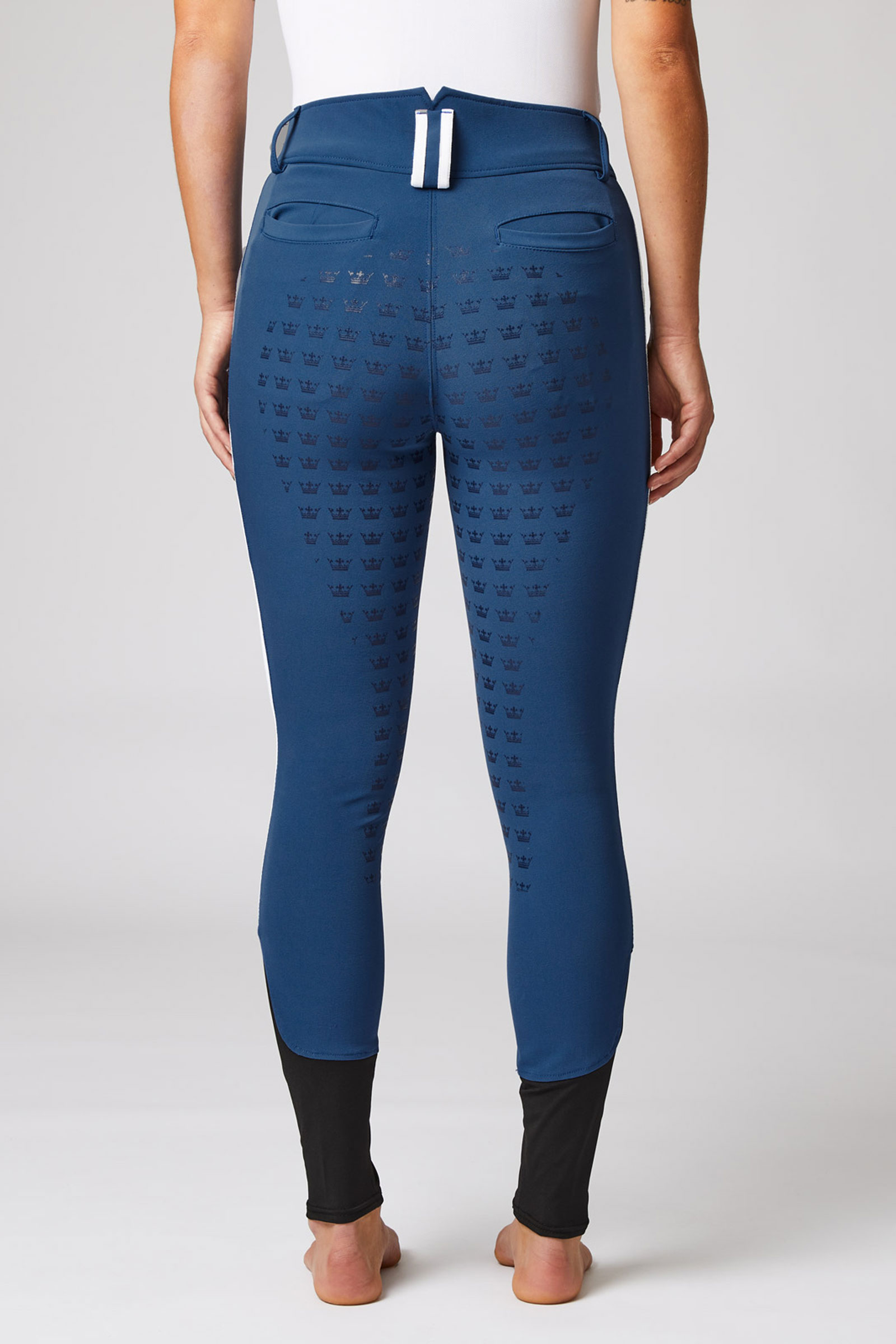 Pantalon d'équitation taille haute fond intégral, pour femme, avec passepoil contrastant