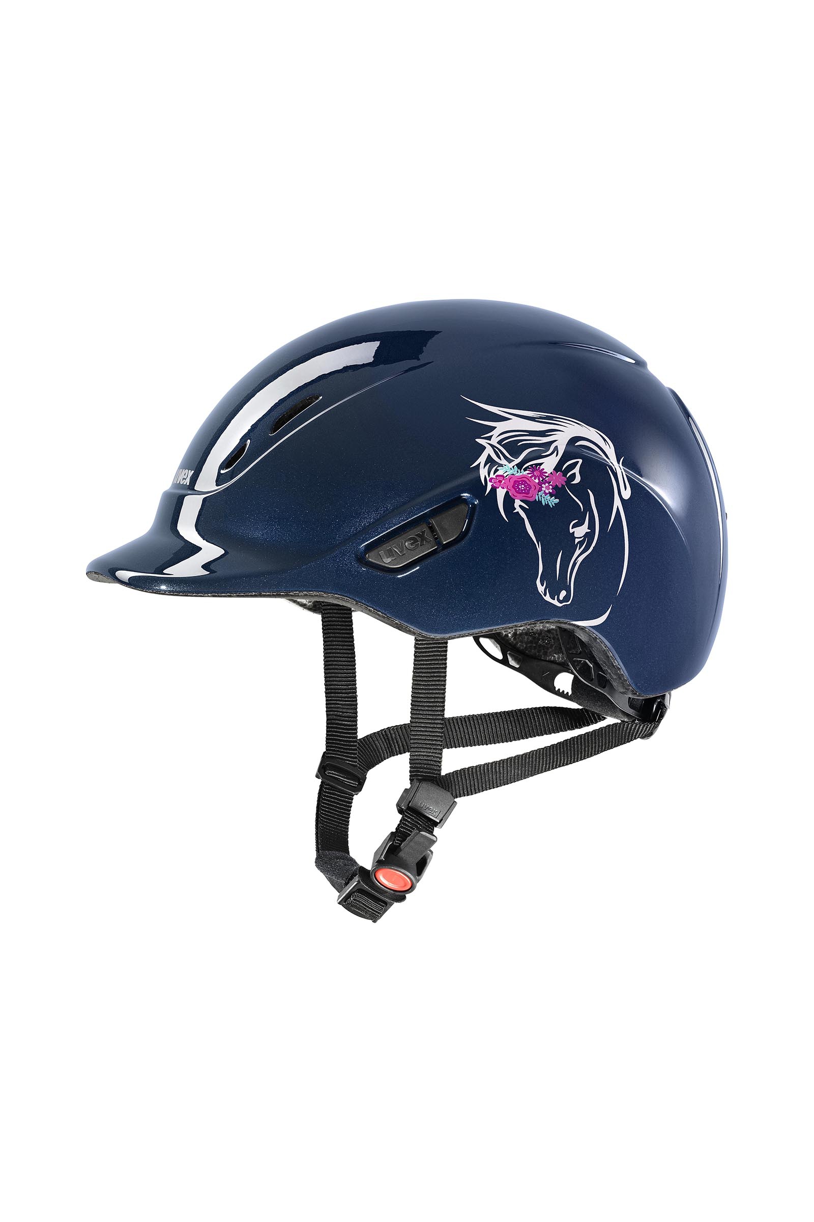 flower pony navy shiny Uvex Kidoxx Dekor casque d'équitation pour enfants