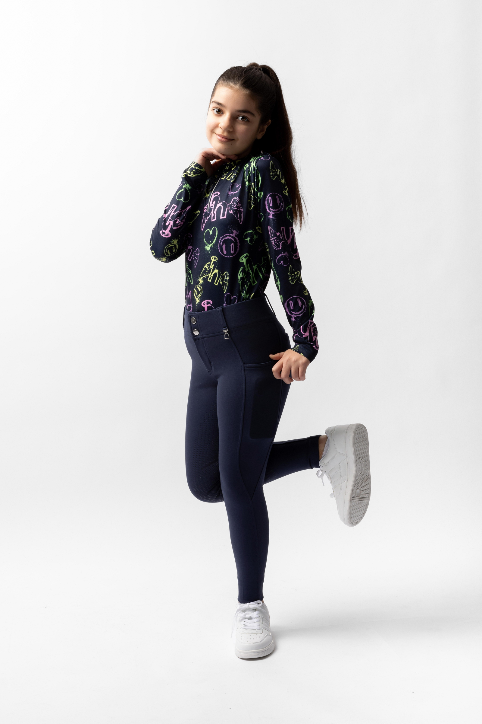 Horze Mira Pantalon d'équitation pour enfants avec fond intégral