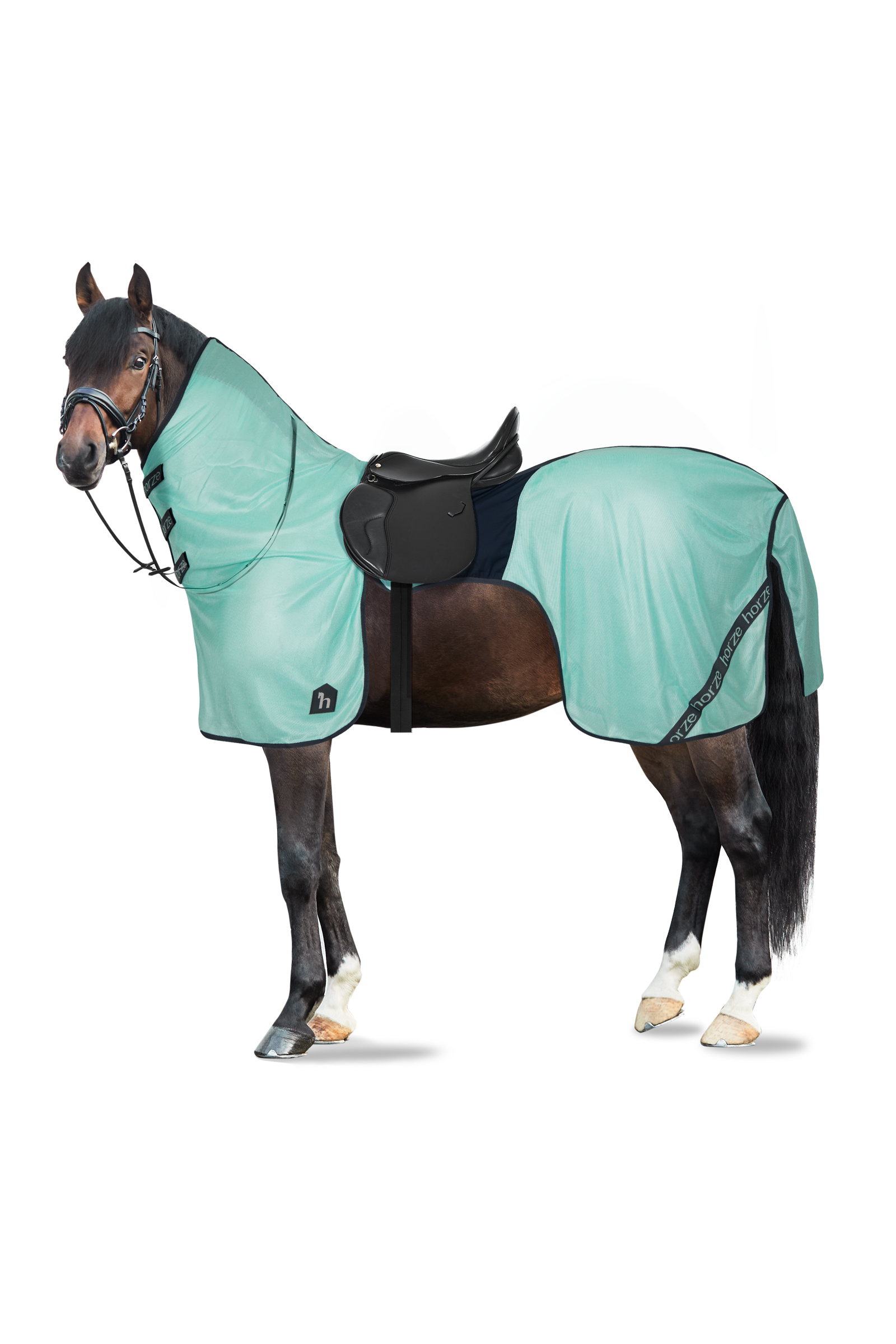 Brook Green Couverture anti-mouches pour monter à cheval  Horze Paso Fino avec couvre-encolure amovible et protection UV