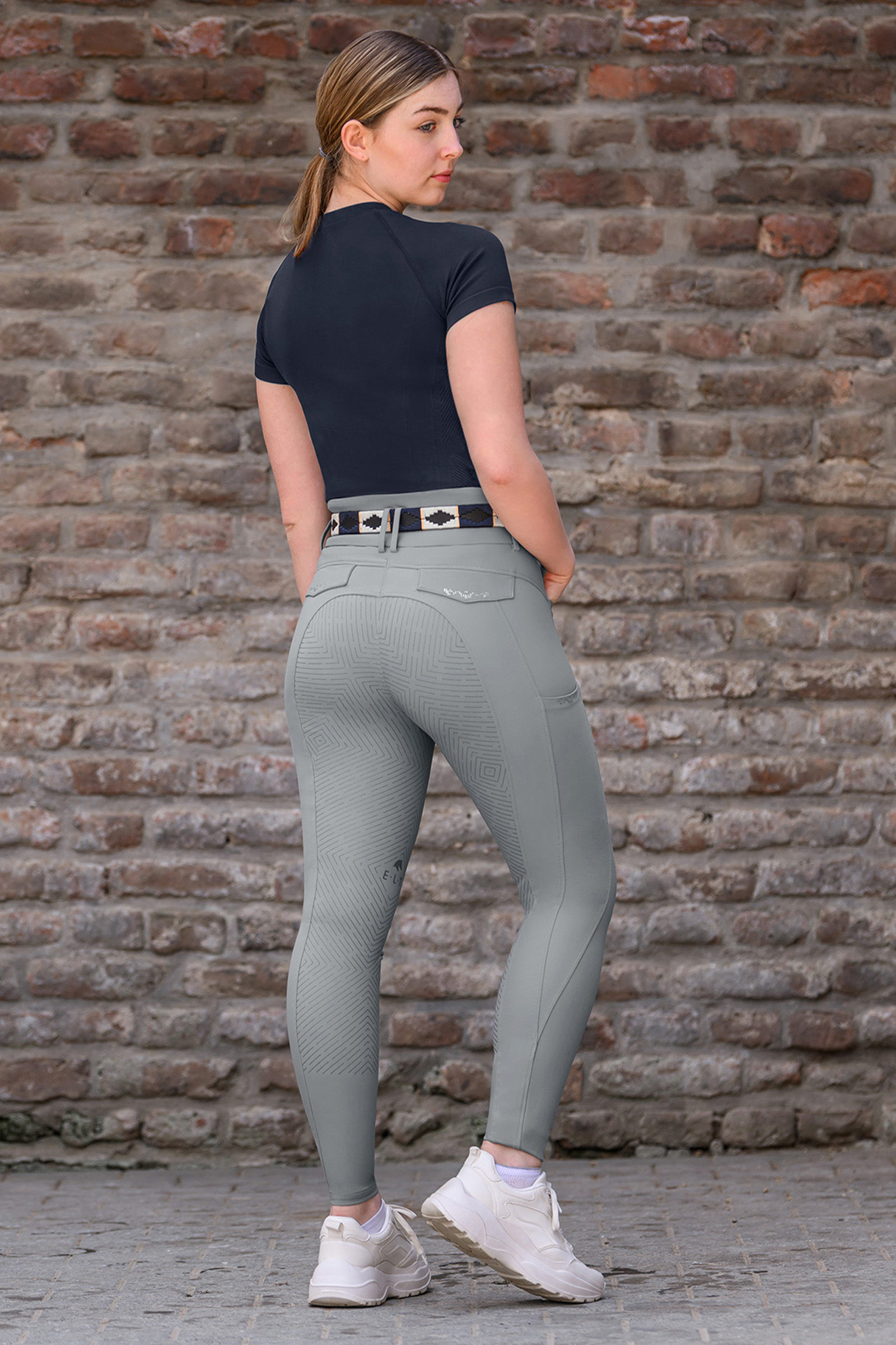 Chrome Grey ELT Comfort Ride Glam pantalon d&rsquo;&eacute;quitation femme full grip