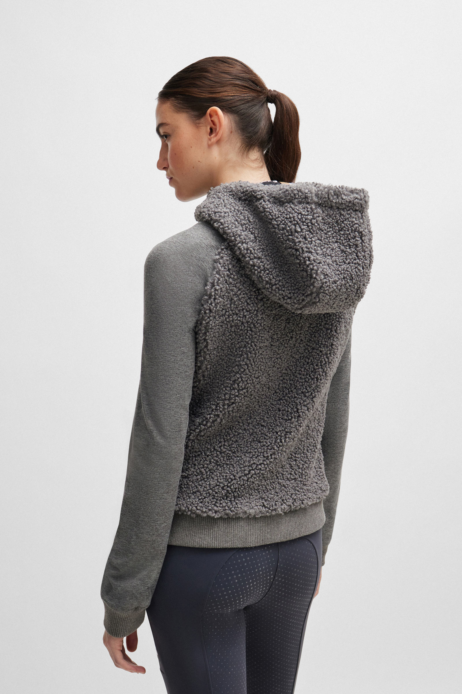 Sweat &agrave; capuche hybride Boss Riva Teddy Zip