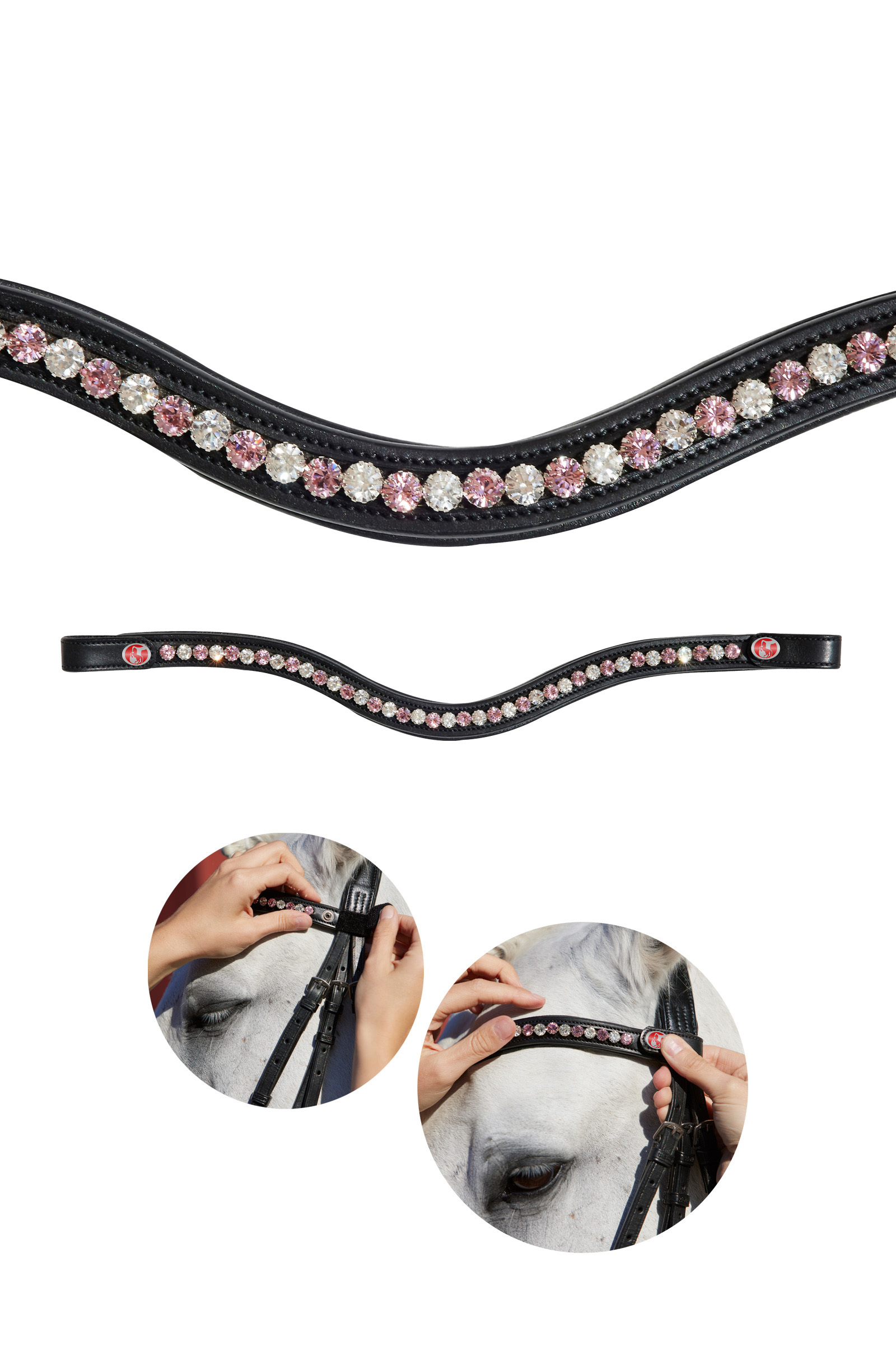 Black/Rose Kieffer FlexiLoop® Crystal Browband