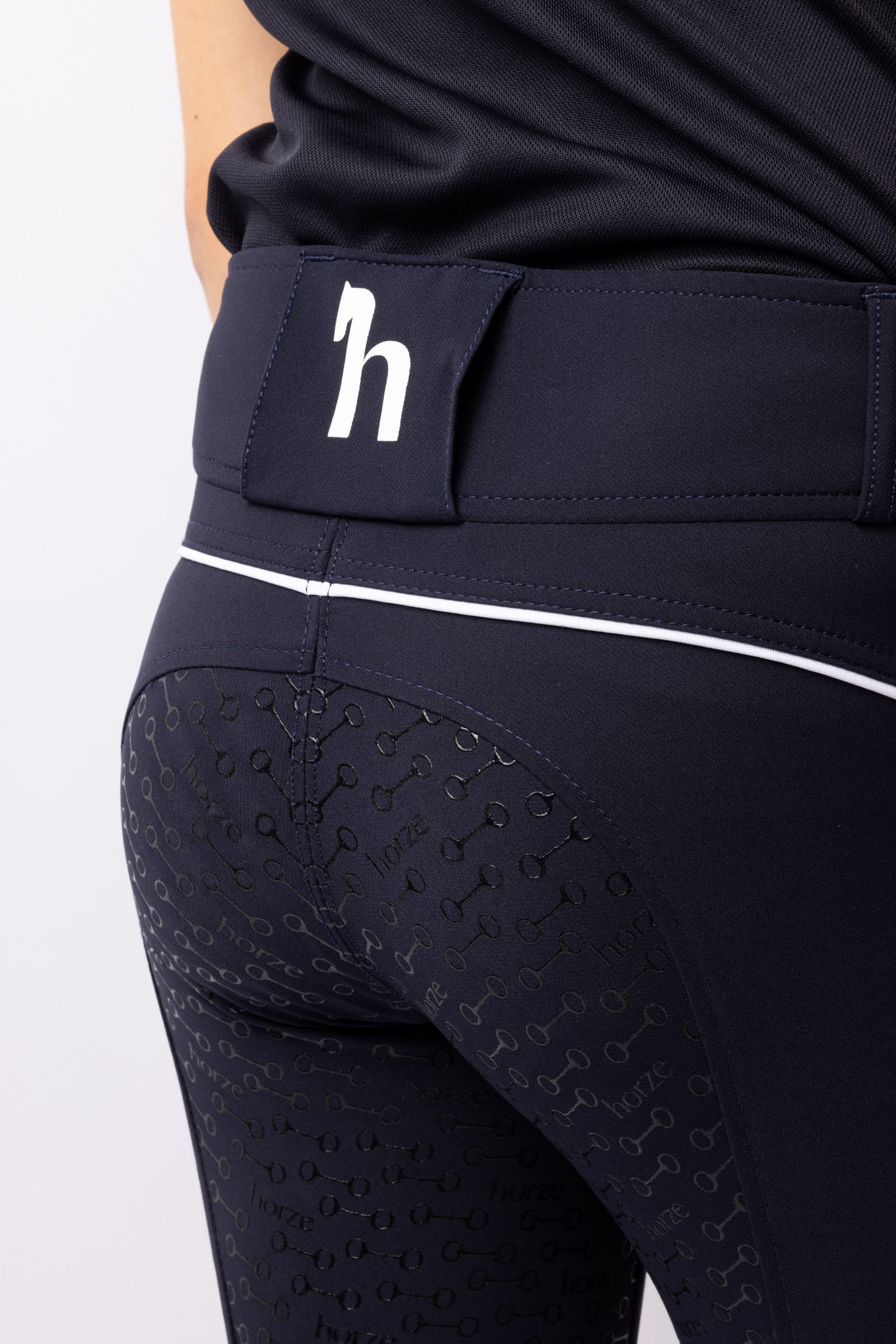Pantalon d'équitation taille haute fond intégral silicone Horze Aubrey, enfant