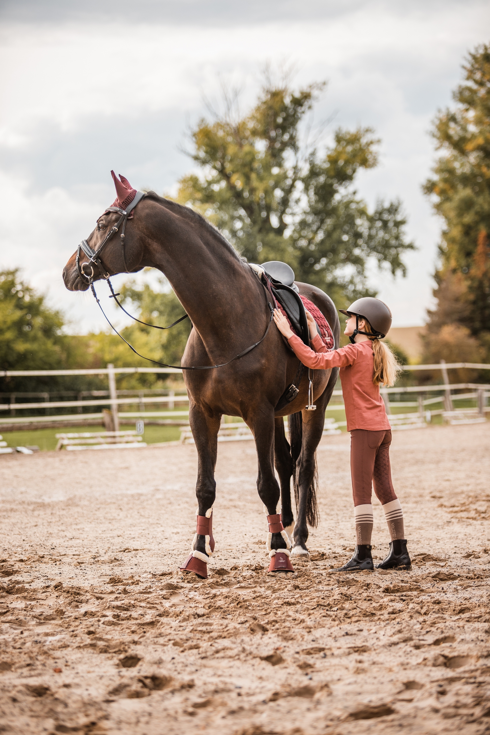 Pantalon d'équitation fond intégral en silicone Horze Leighton Ado, avec poche pour téléphone