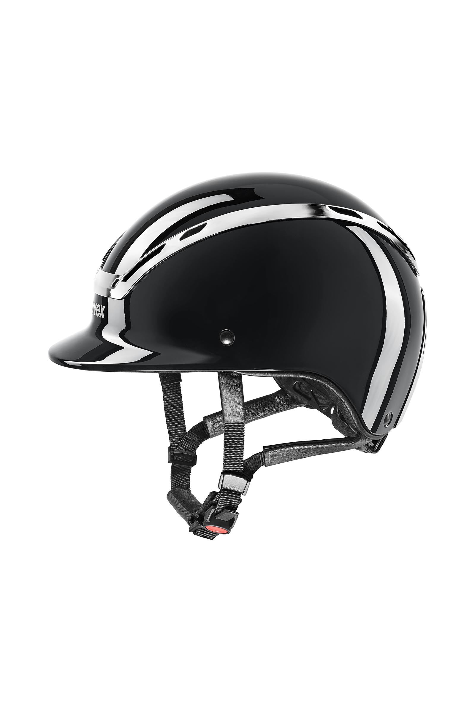 black glossy Uvex Exxeed Shiny Chrome Casque &eacute;quitation