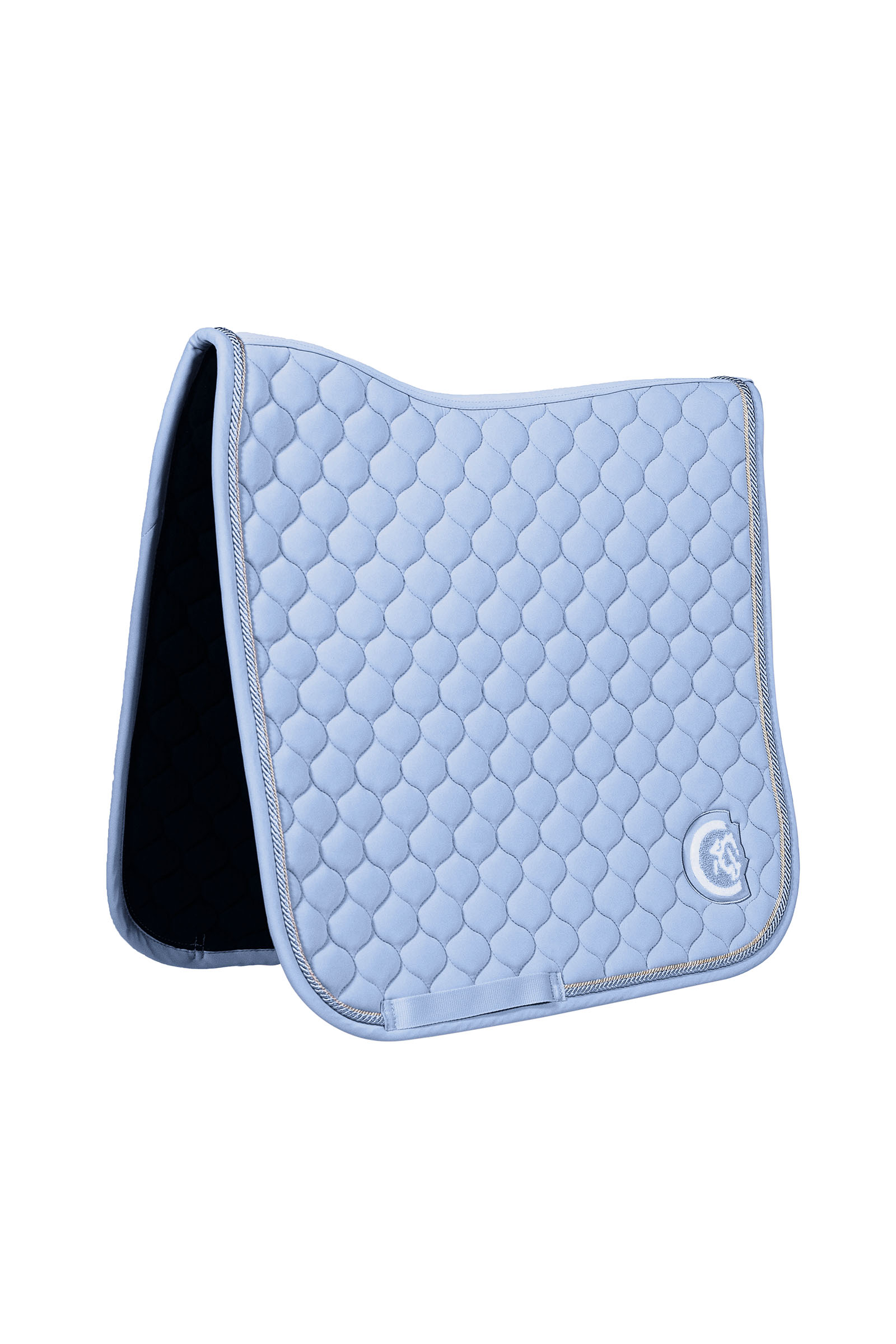 light blue Kentucky Horsewear tapis de selle de dressage onion quilt 3D logo