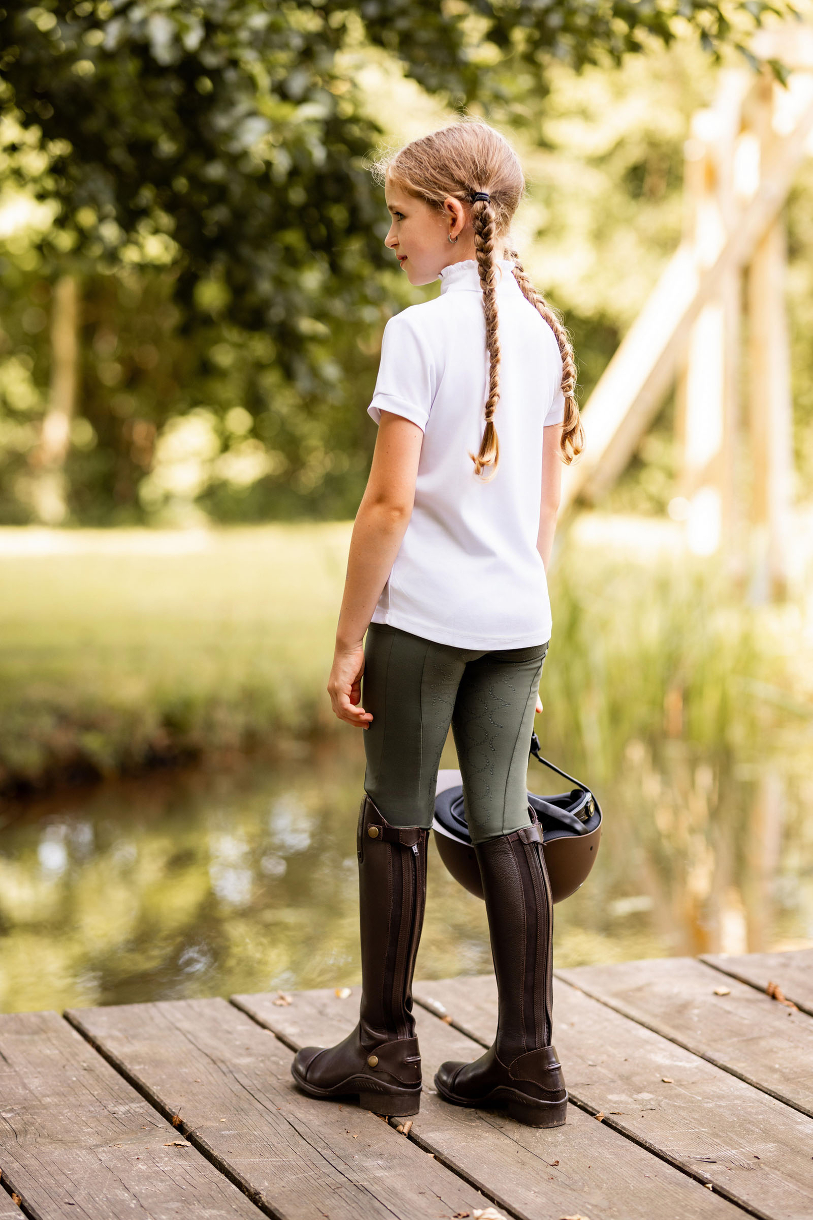 Horze Gillian Leggings d'équitation de compression à fond intégral pour enfant