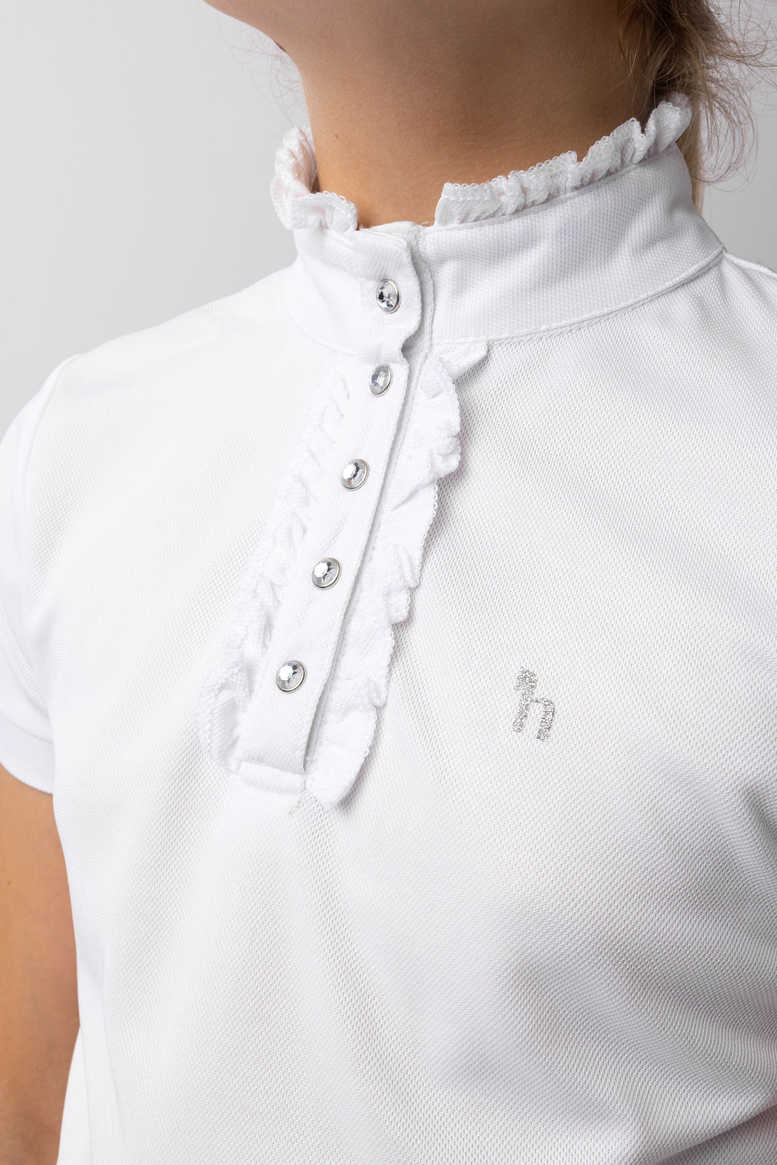 Polo de concours manches courtes à volants Horze Christel, enfant