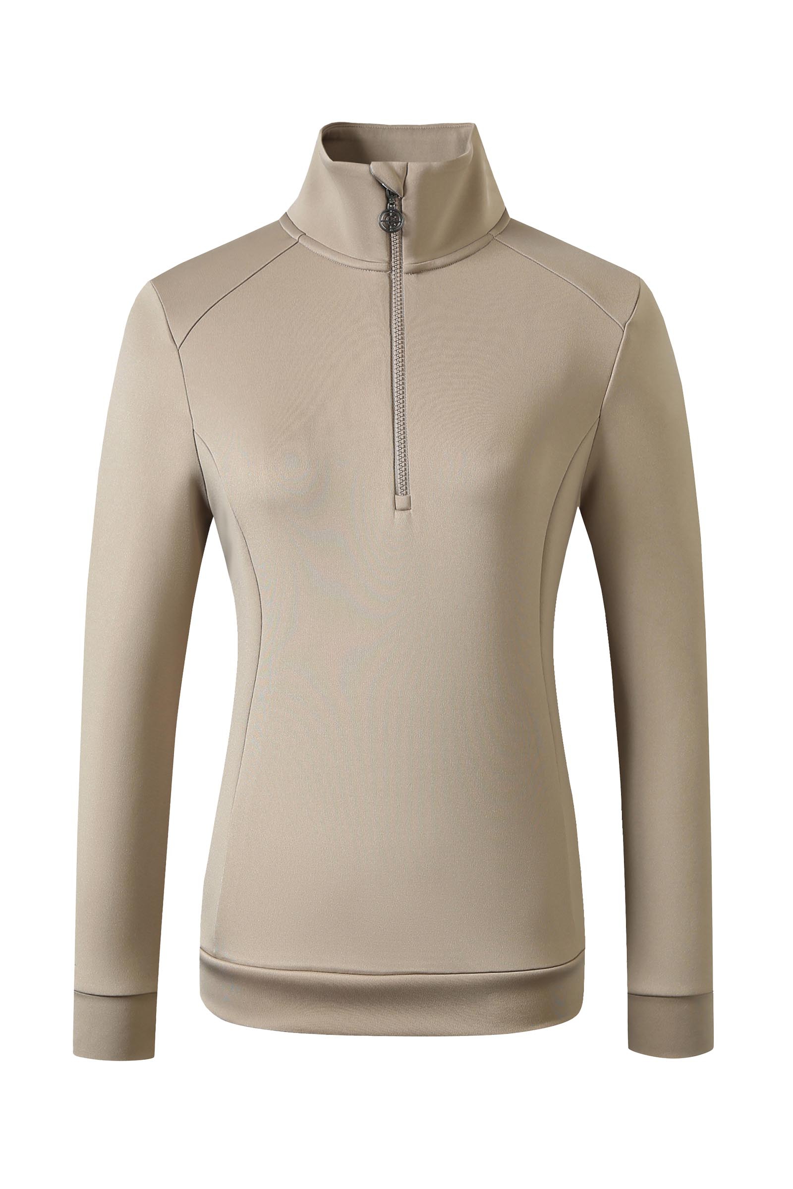 Beige Covalliero sweat-shirt pour femme avec demi-zip SS25  