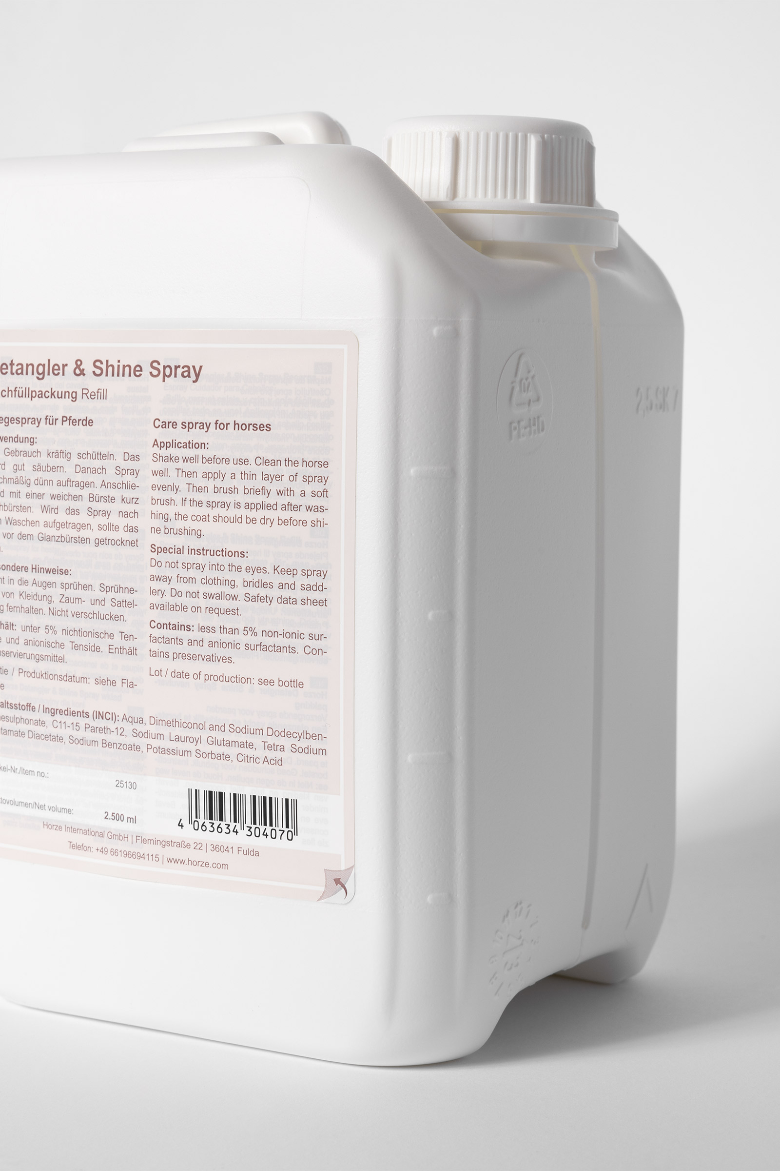 Recharge vaporisateur démêlant et brillance Horze, 2,5 l