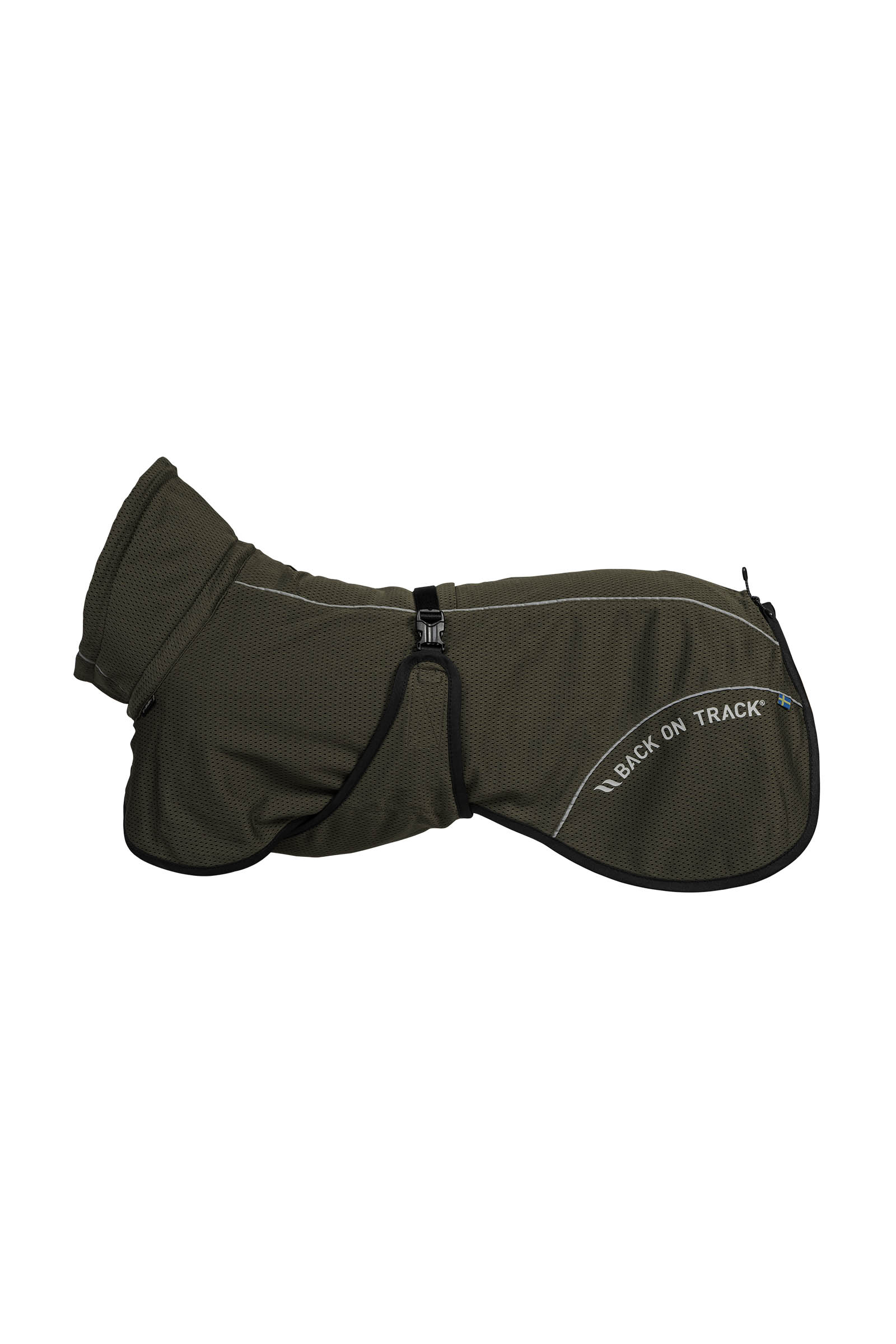 Olive Back on Track Bay Mesh Dog Coat, High Set Tail