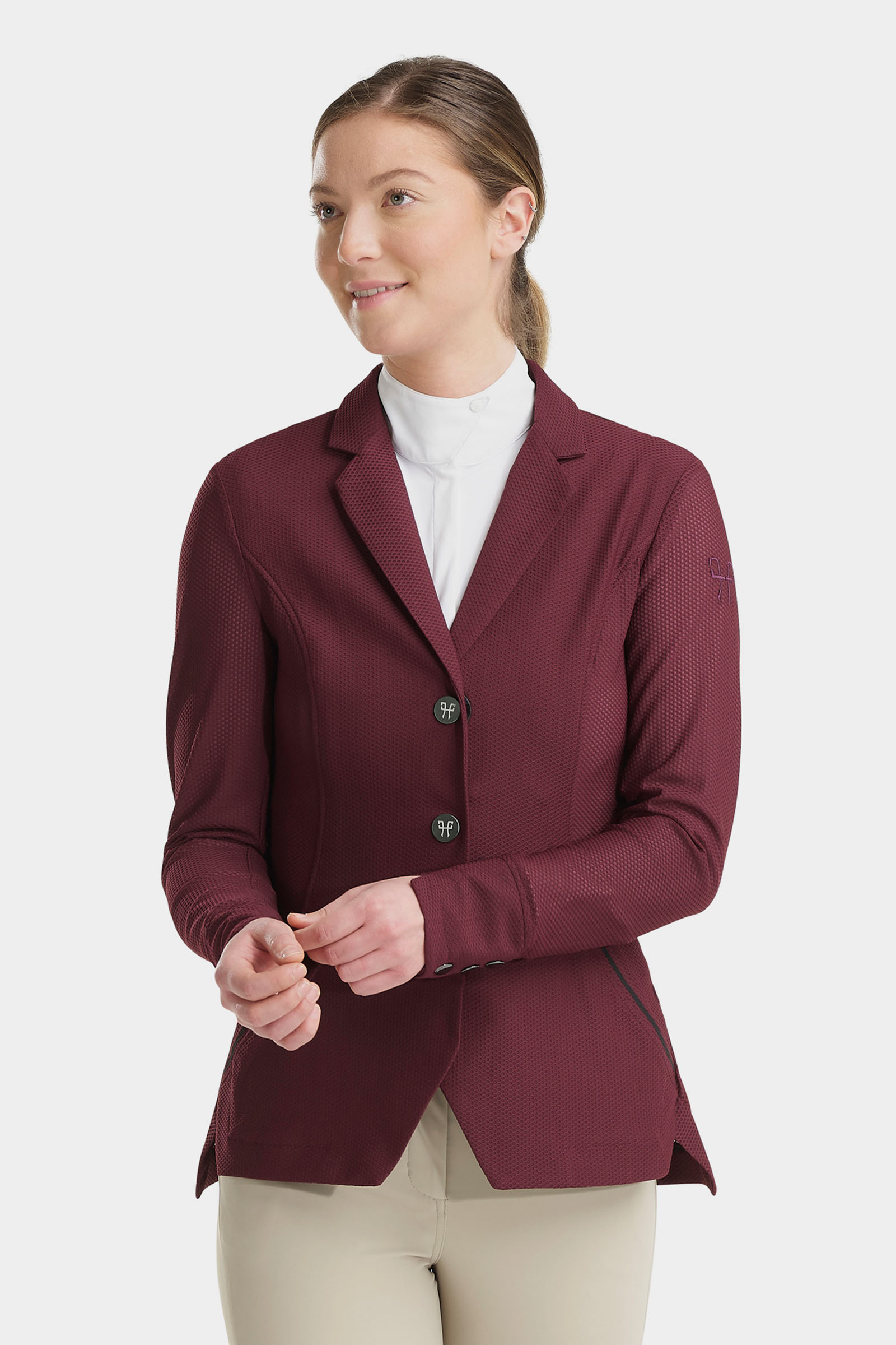 Burgundy Horse Pilot Aeromesh veste de concours femme