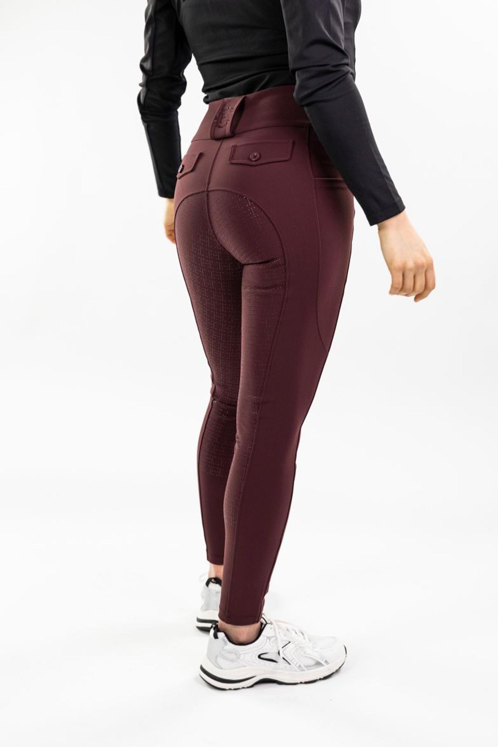 Aubergine  Harcour Ludivine pantalon d&rsquo;&eacute;quitation femme &agrave; grip int&eacute;gral