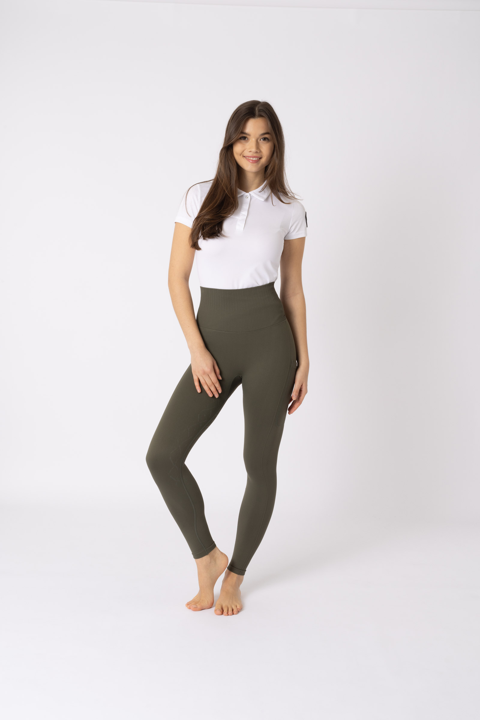 Horze Janine Leggings d'&eacute;quitation fond int&eacute;gral grip sans coutures avec poche pour t&eacute;l&eacute;phone, femme