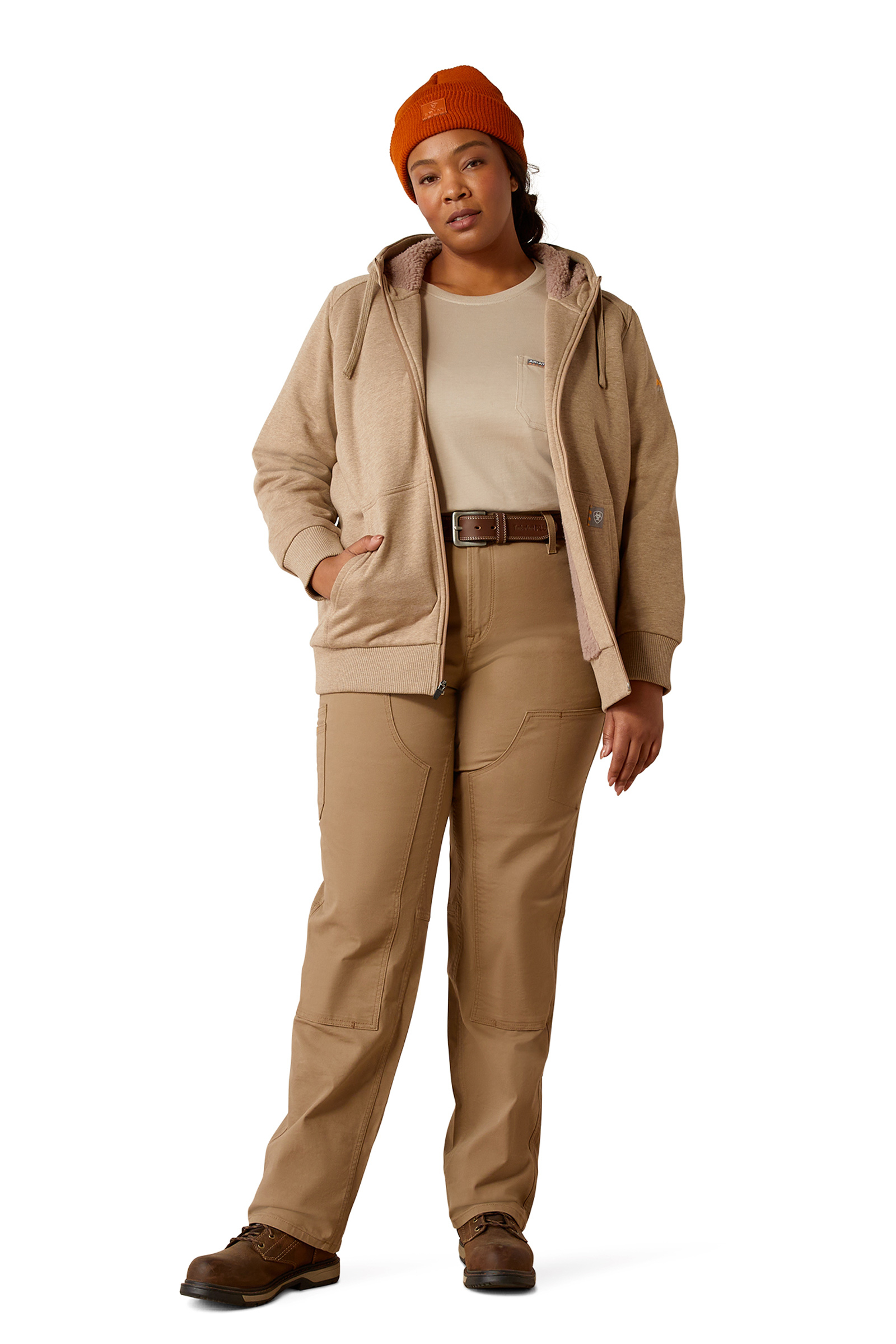 Ariat Rebar Sweat &agrave; capuche femme sherpa toutes saisons avec fermeture &eacute;clair