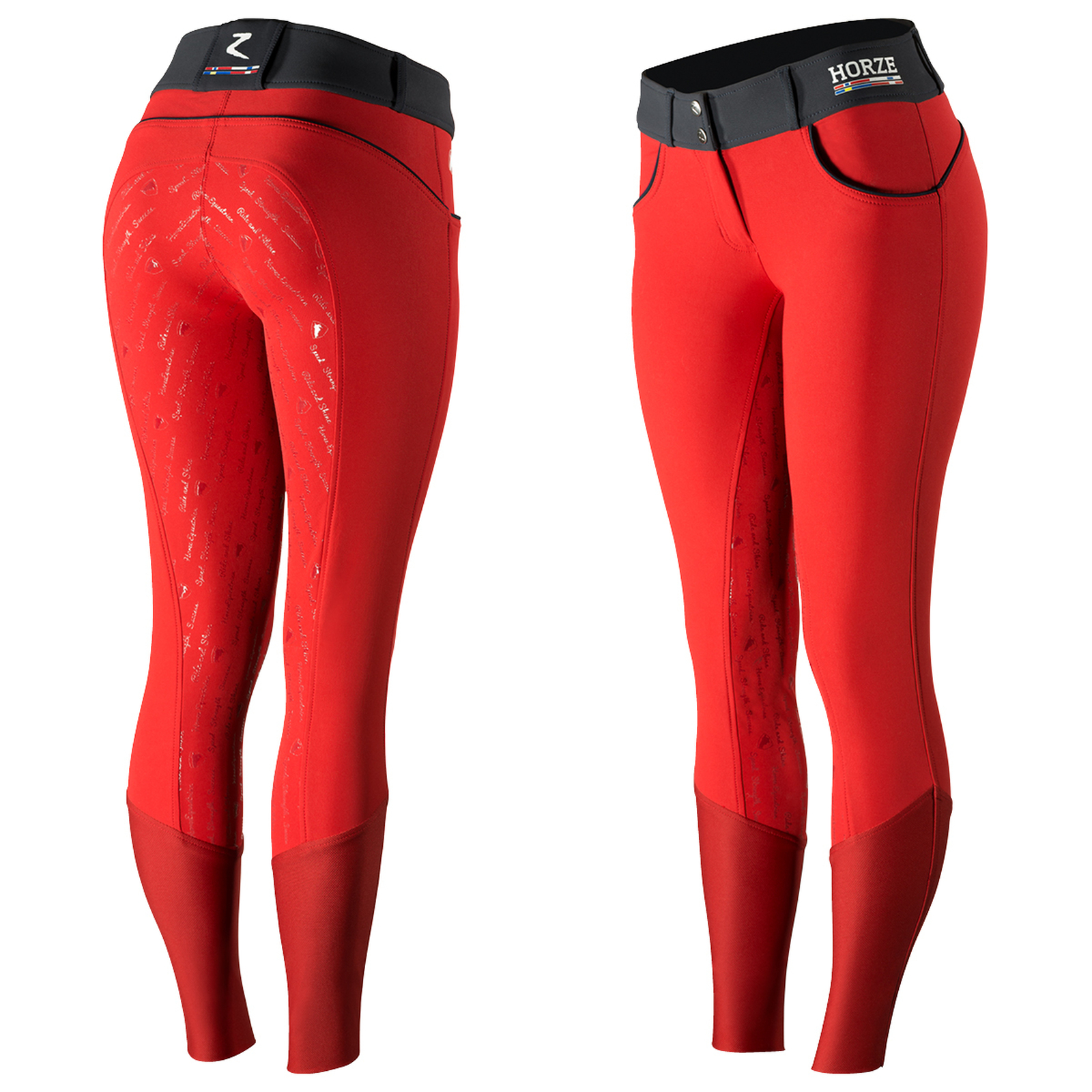Rouge Horze Nordic Performance pantalon d’équitation femme à fond intégral en silicone, UPF 50+