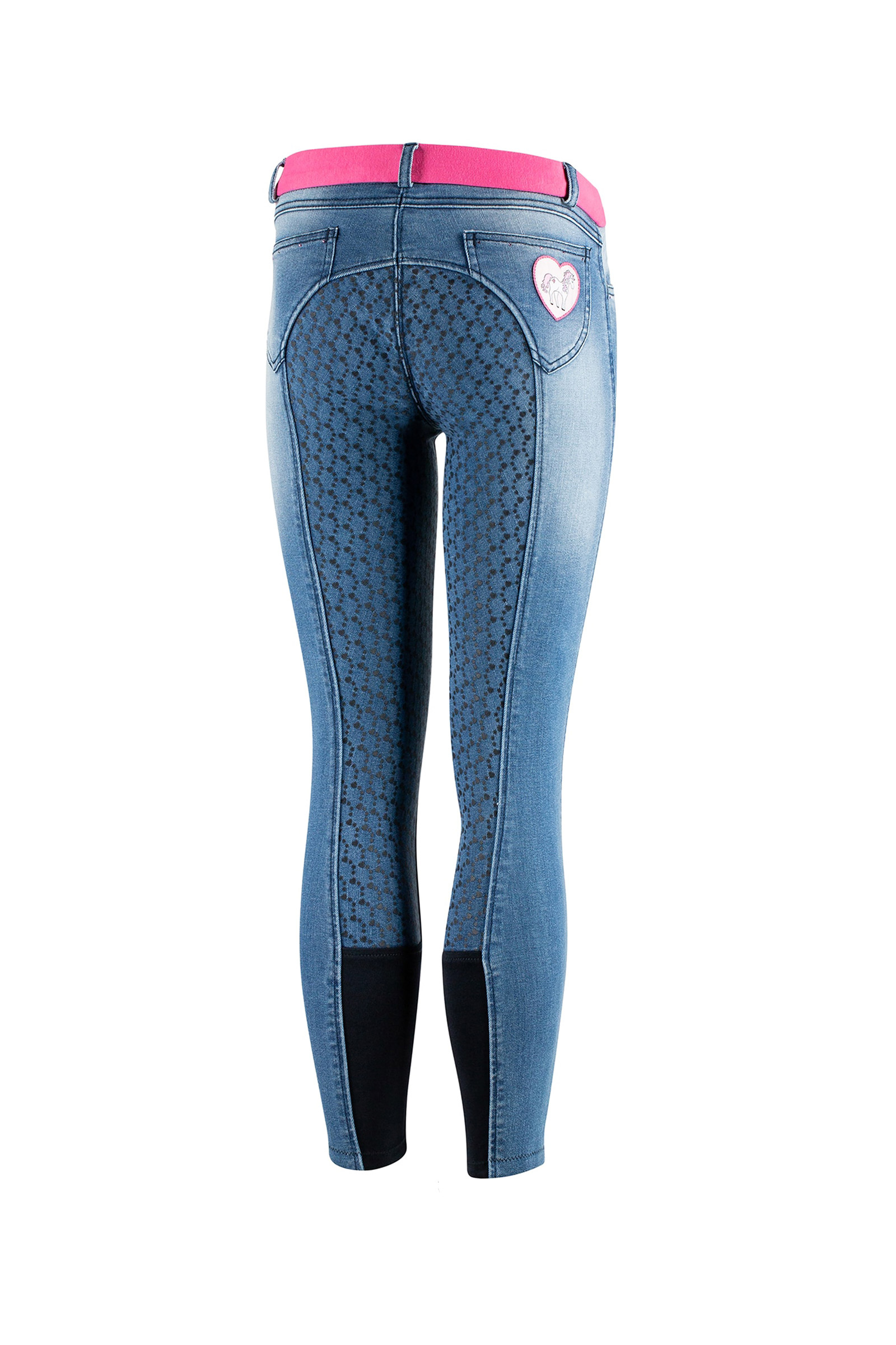 Pantalon d'&eacute;quitation Jean Fond int&eacute;gral silicone Horze Poppy, enfant