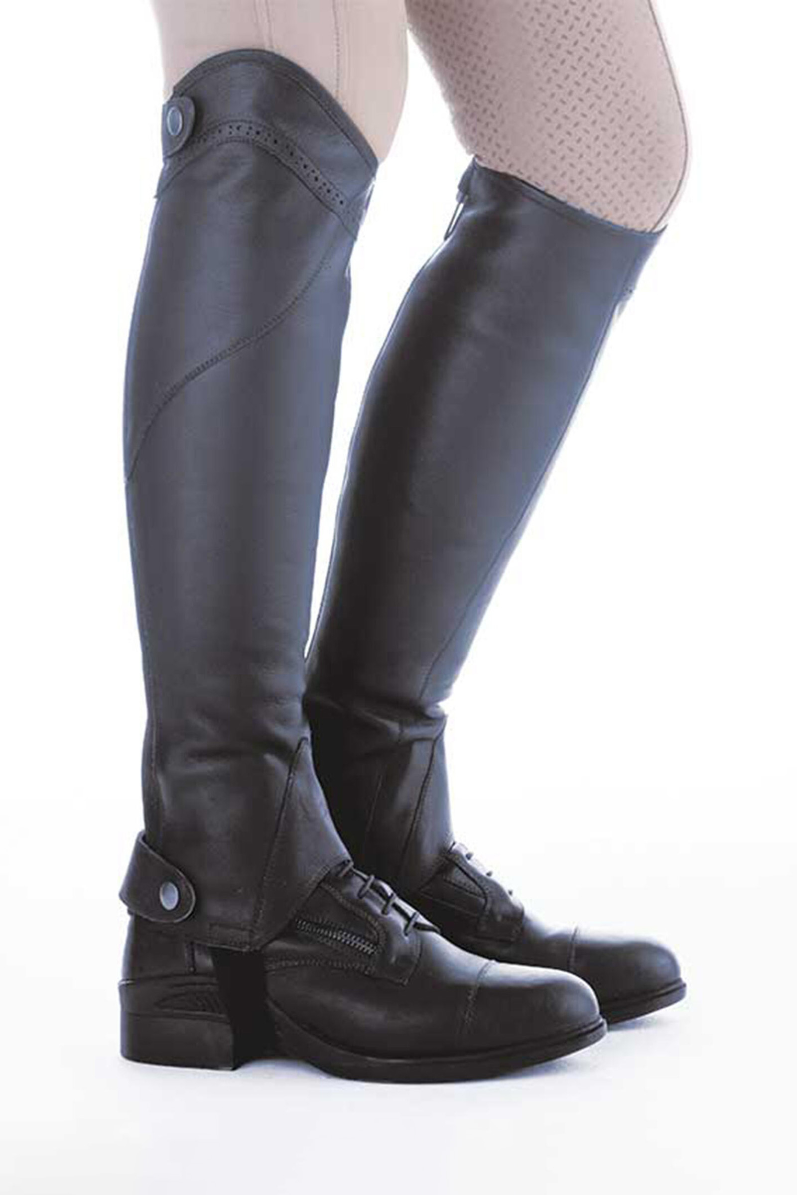 Black Mini-chaps en cuir huil&eacute; Kavalkade Remus