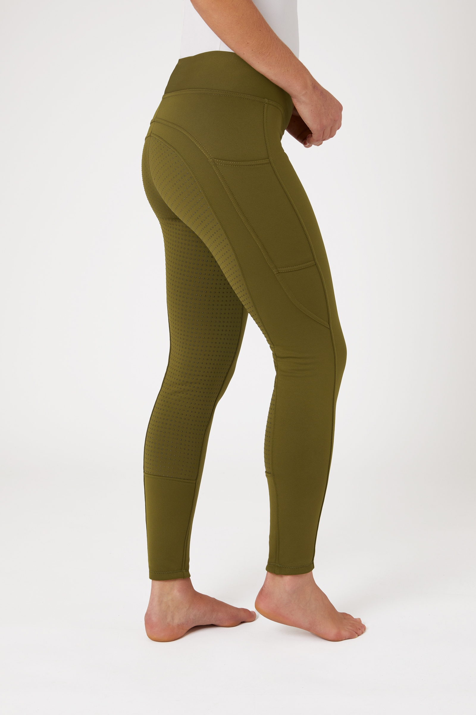 Leggings d'&eacute;quitation hiver Horze Active fond int&eacute;gral Grip avec poche t&eacute;l&eacute;phone, femme