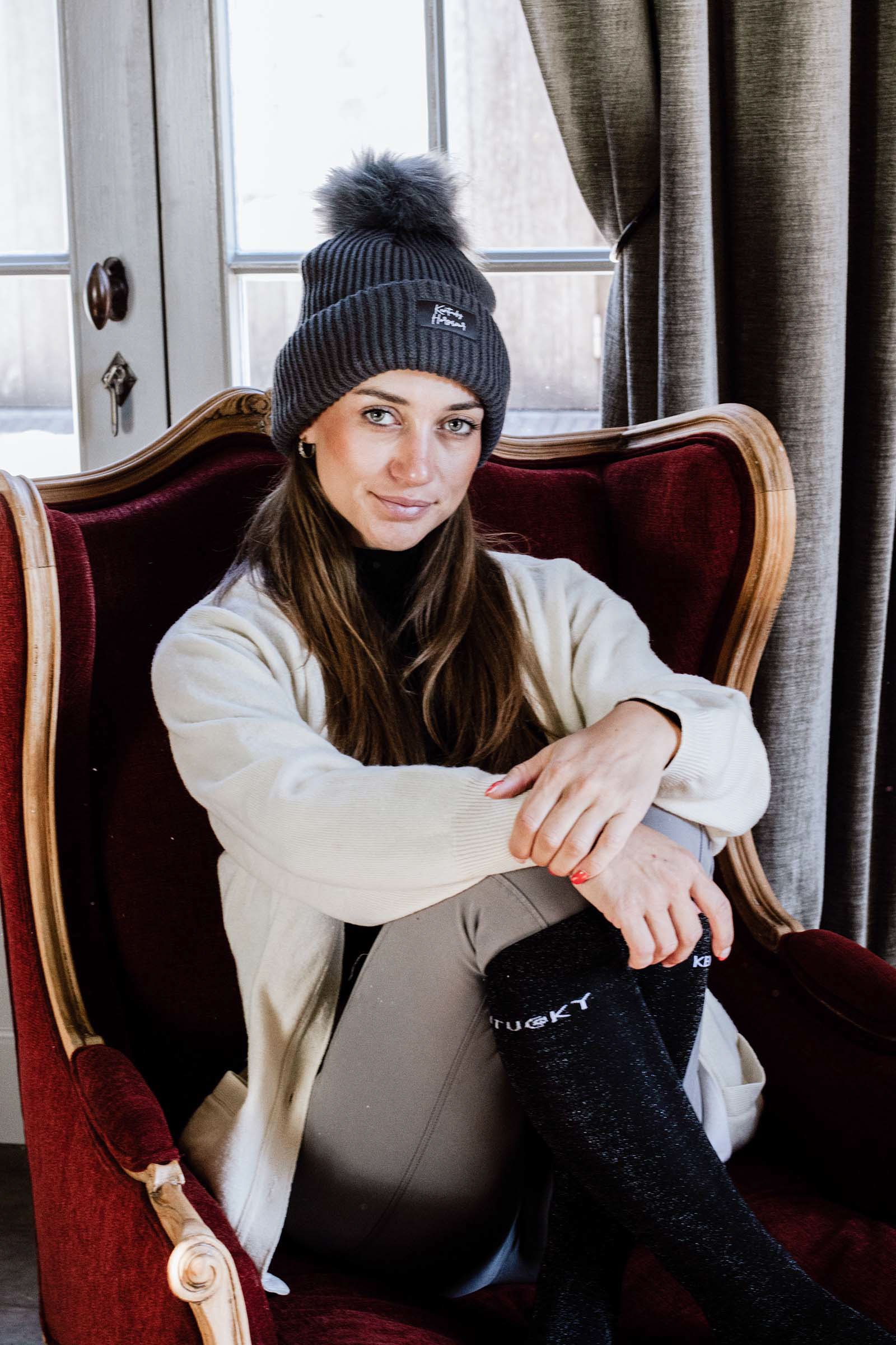 Grey Kentucky Horsewear Bonnet Pompom