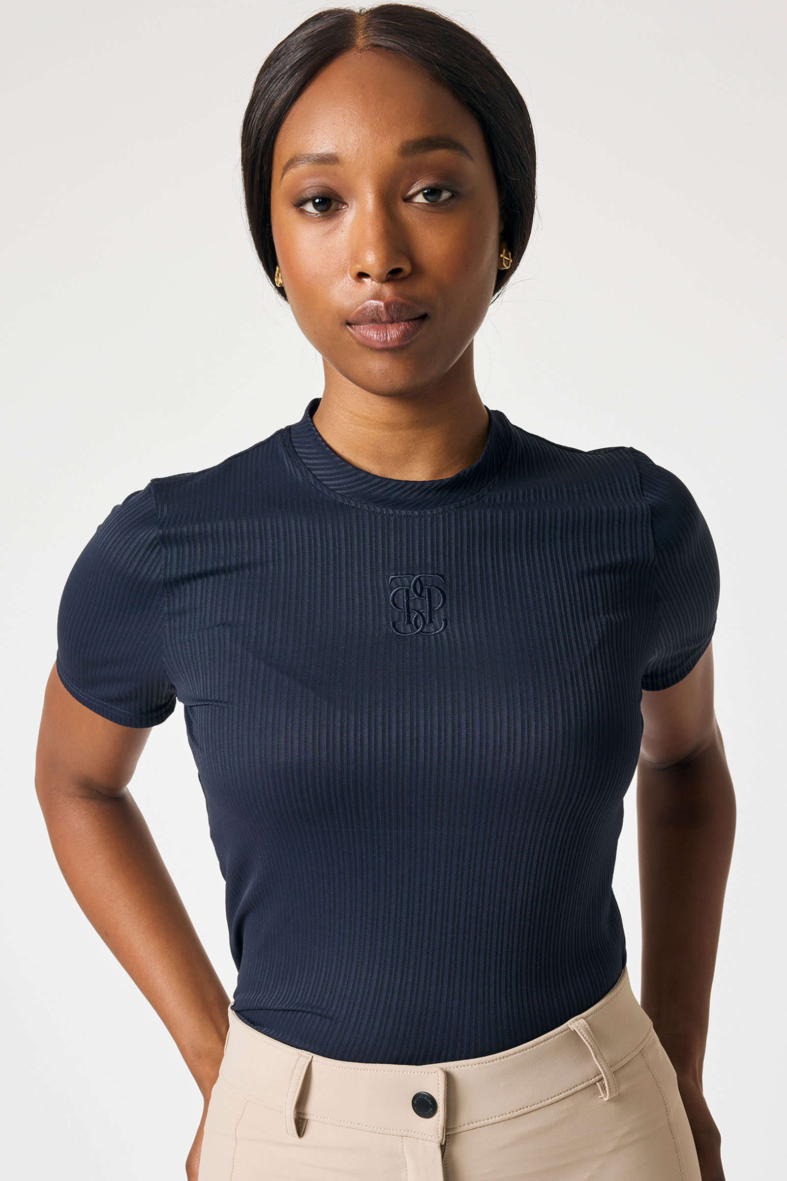 Navy PS of Sweden Courtney S/S Haut en Mesh Ray&eacute;