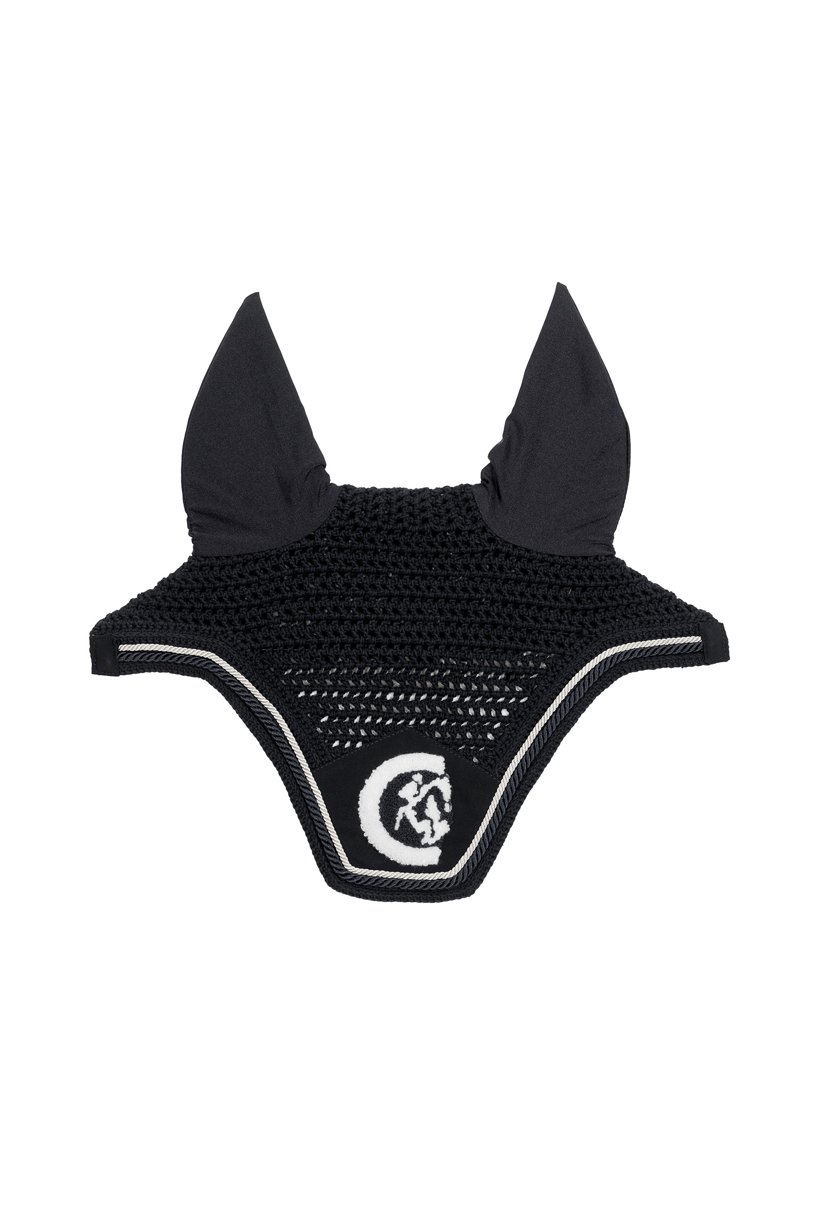 black Kentucky Horsewear bonnet anti-mouches Wellington 3D Logo rope