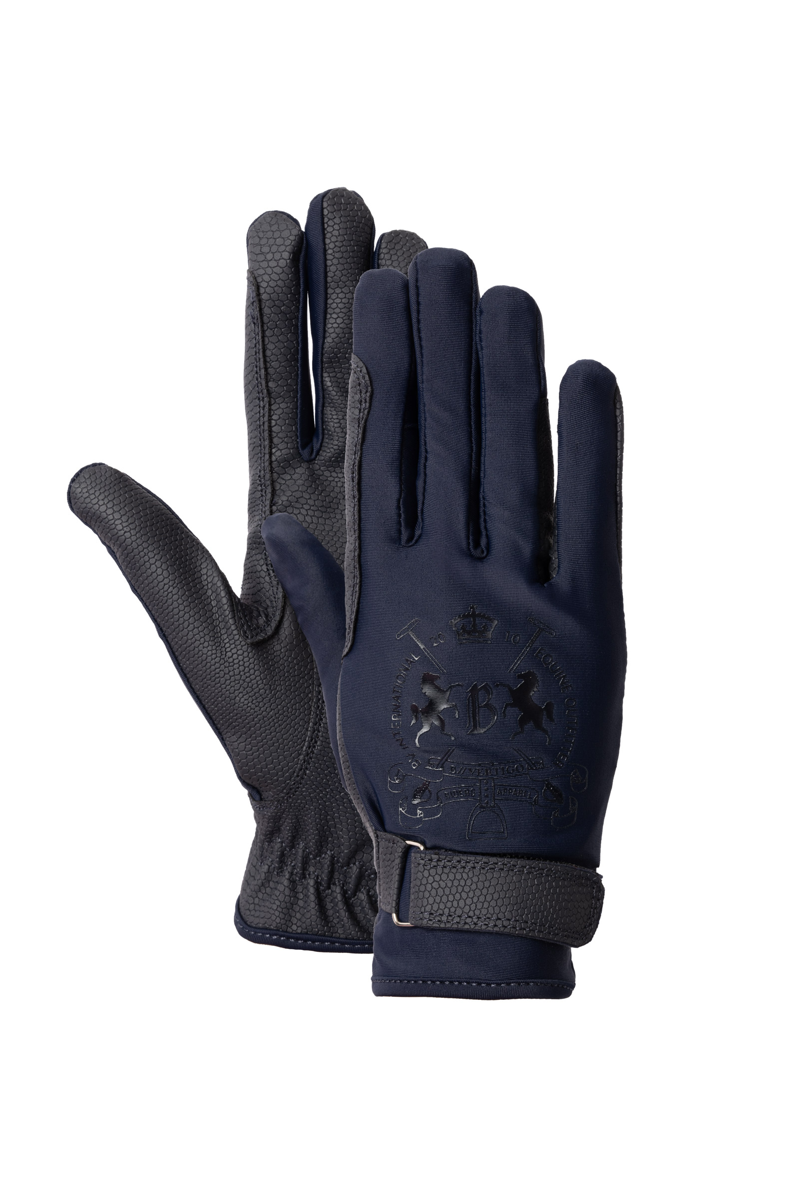 Dark Navy Gants d'&eacute;quitation B Vertigo Laia, femme, avec logo imprim&eacute;
