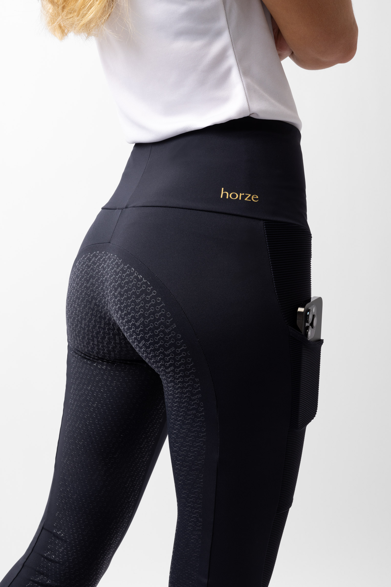 Leggings d'&eacute;quitation fonctionnels fond int&eacute;gral silicone Horze Mathilde, femme