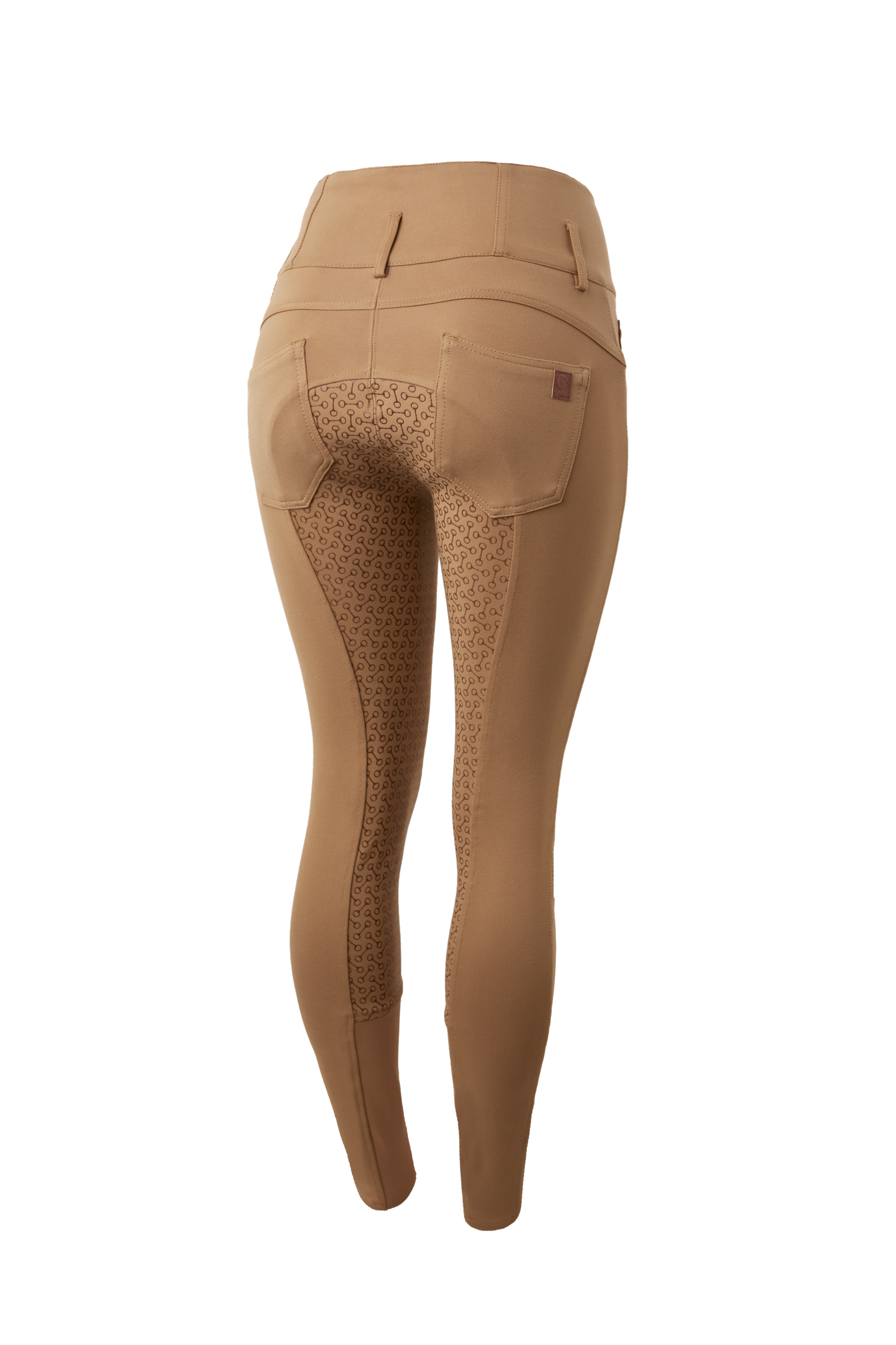 Marron tabac Pantalon d'&eacute;quitation taille haute Horze Tara, silicone, fond int&eacute;gral, femme