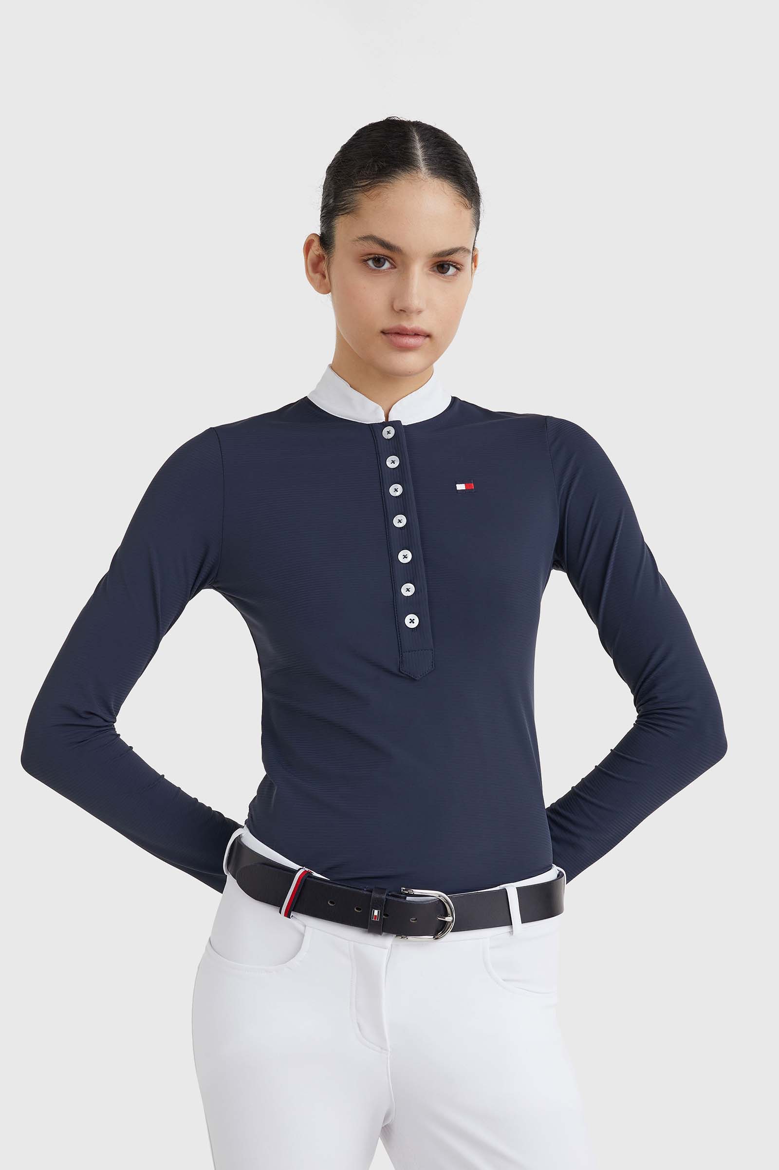 Tommy Hilfiger Equestrian T-Shirt de concours à manches longues pour femmes