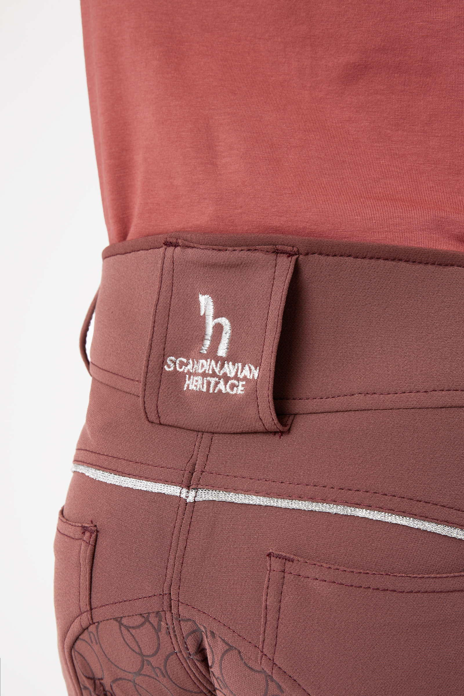 Pantalon d'équitation fond intégral en silicone Horze Leighton Ado, avec poche pour téléphone