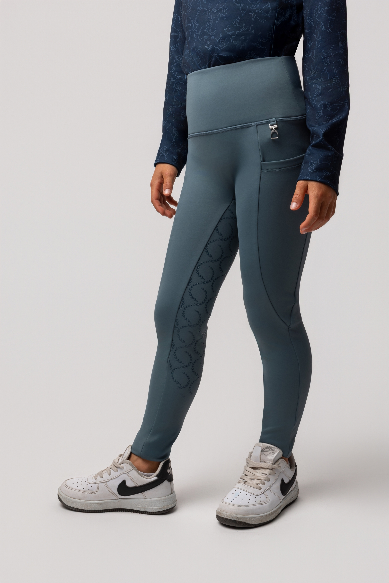 Horze Gillian Leggings d'&eacute;quitation thermiques avec grip int&eacute;gral pour enfants