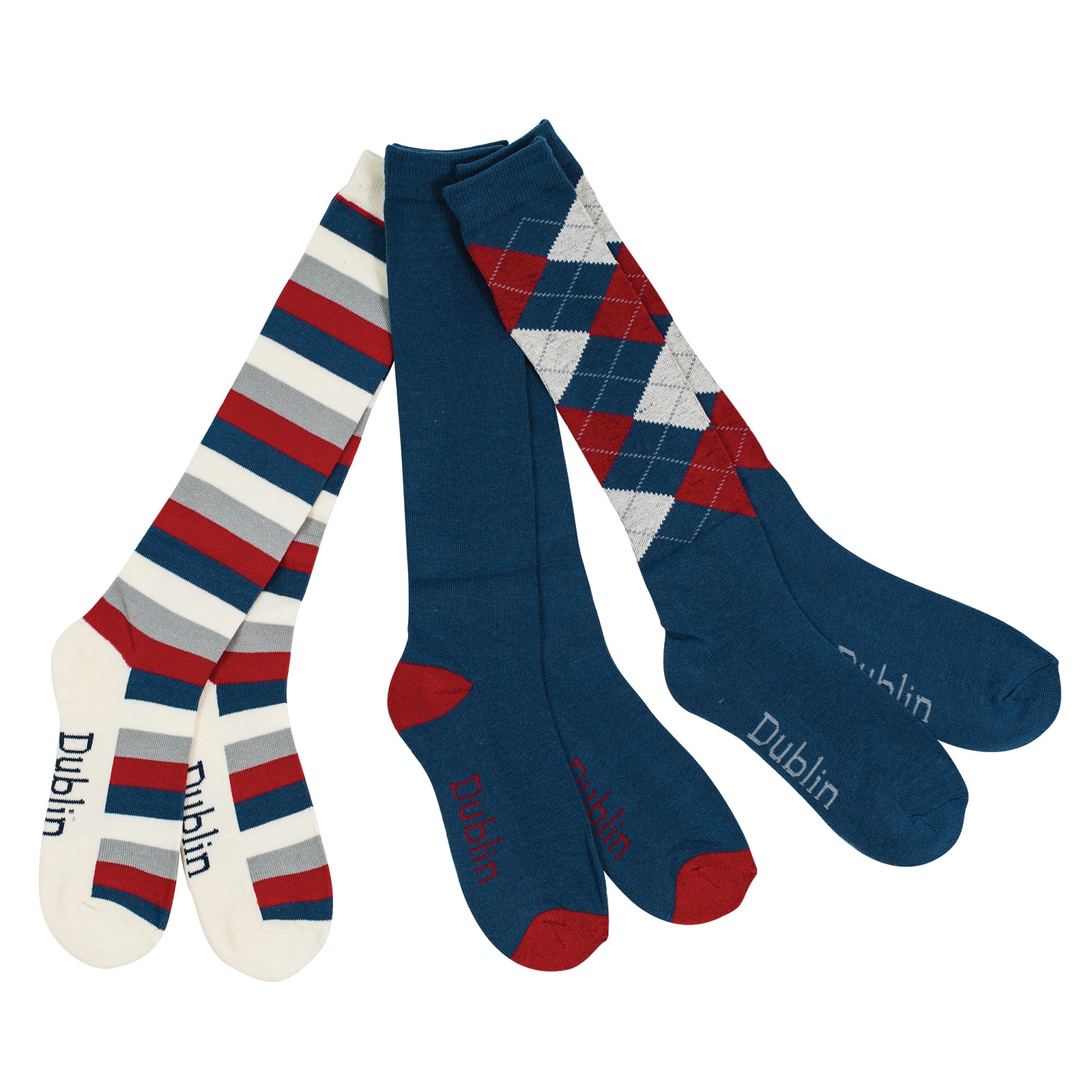 Dark Blue/Red/White Lot de 3 paires de chaussettes Dublin/3 motifs