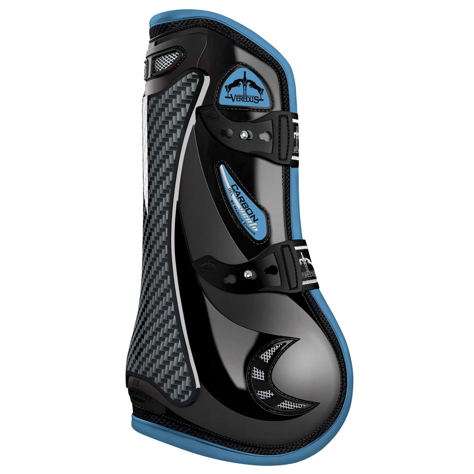 Black/Light Blue Veredus Carbon Gel Vento Colored Front, Protège-Tendon
