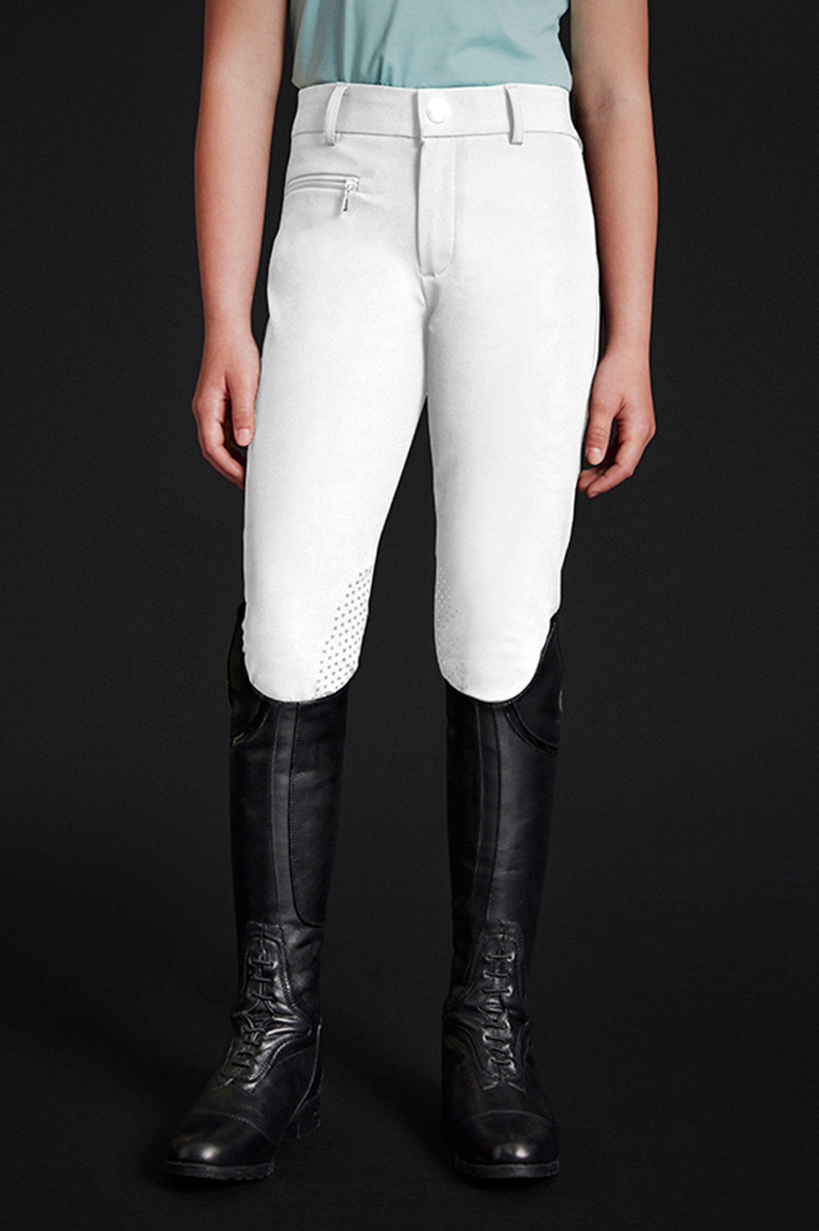 WH/AB Pantalon d'équitation à basanes Grip Mountain Horse Crown pour enfants