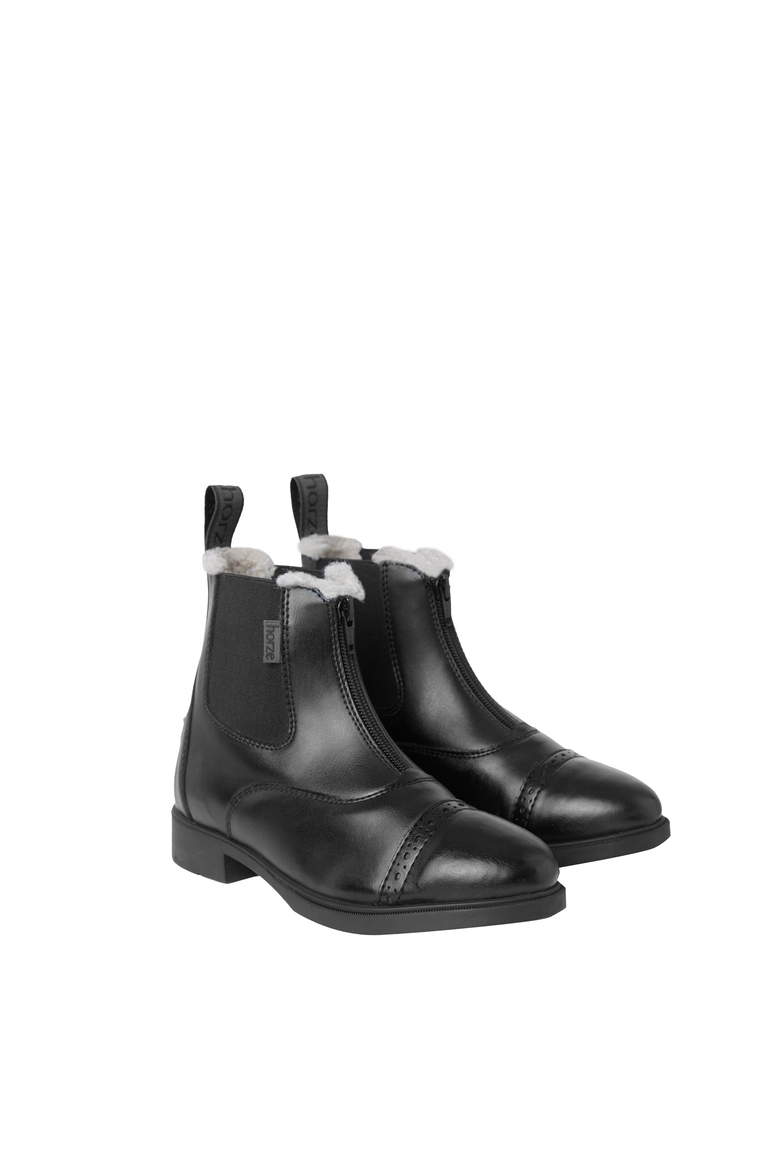 Bottines d'hiver jodhpur Horze Wexford &agrave; fermeture &eacute;clair sur le devant avec fausse fourrure, enfant