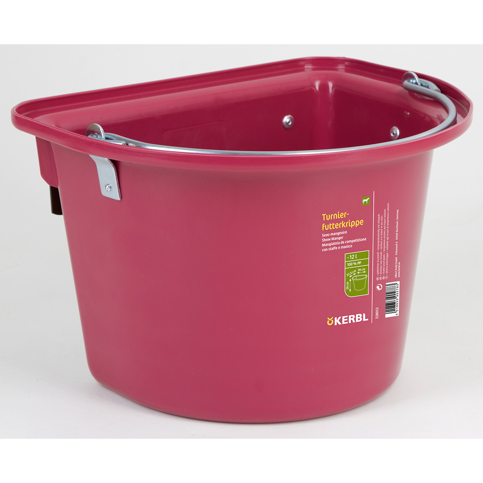 Raspberry Pink Seau mangeoire Kerbl 12 L, en plastique w / caution de crochet dans