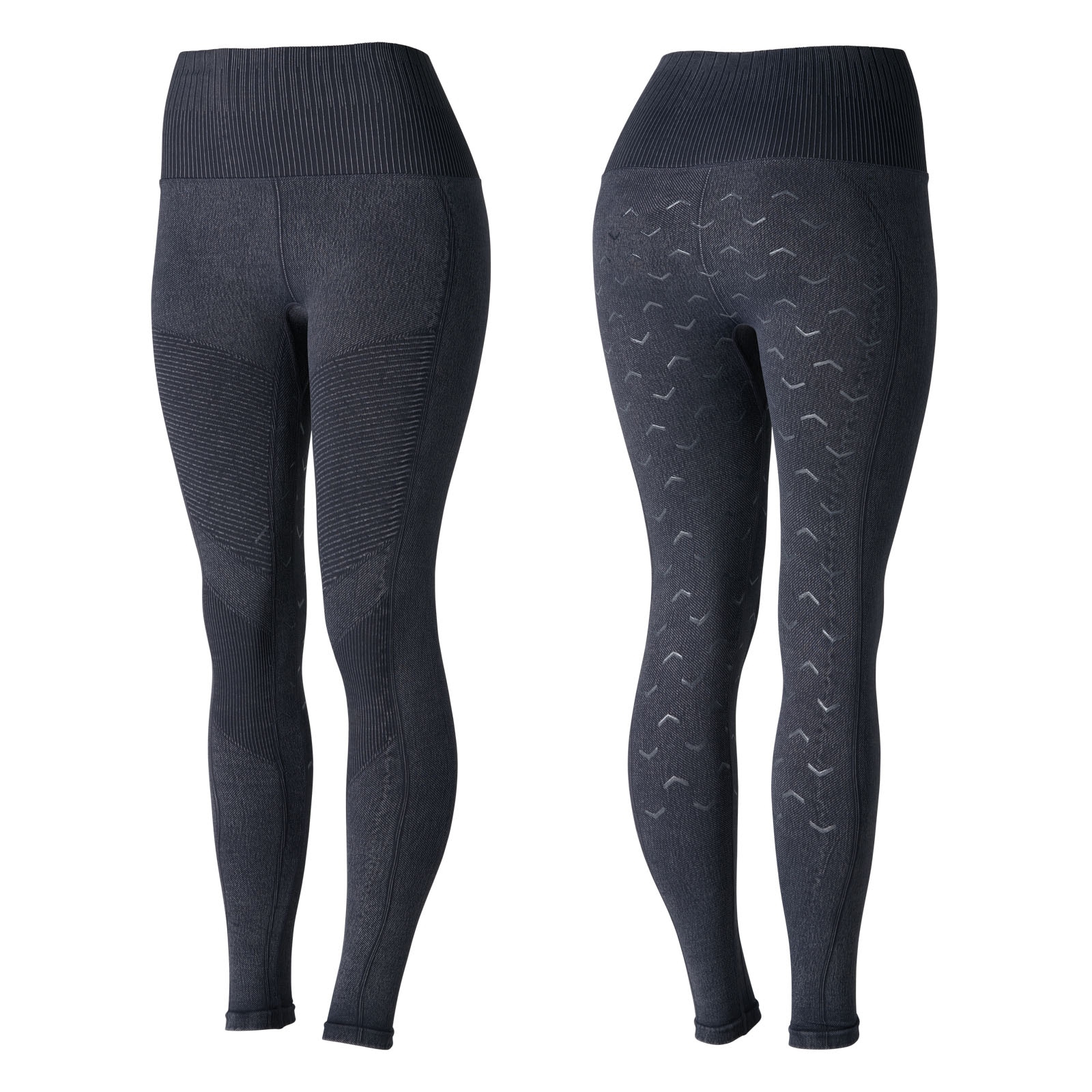 Denim Blue Leggings d'&eacute;quitation sans couture fond int&eacute;gral silicone Horze Vanessa, femme