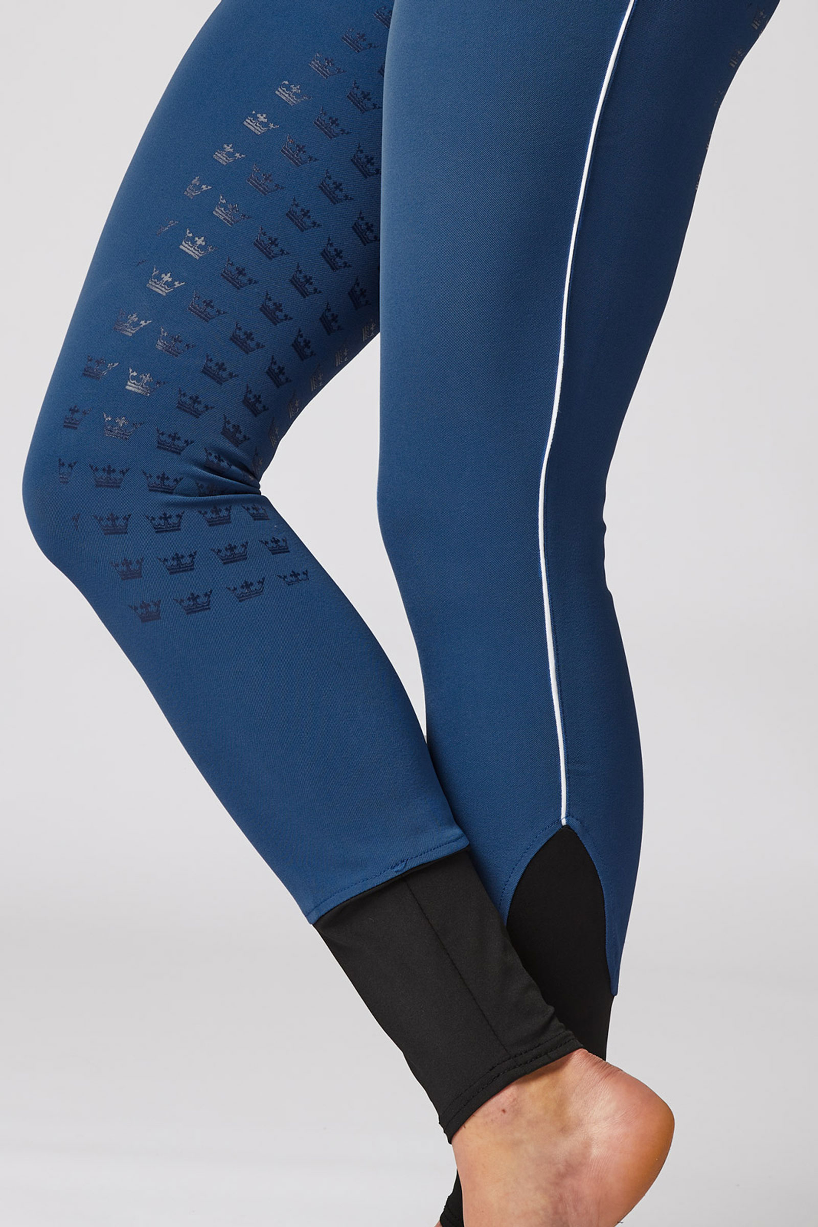 Pantalon d'équitation taille haute fond intégral, pour femme, avec passepoil contrastant