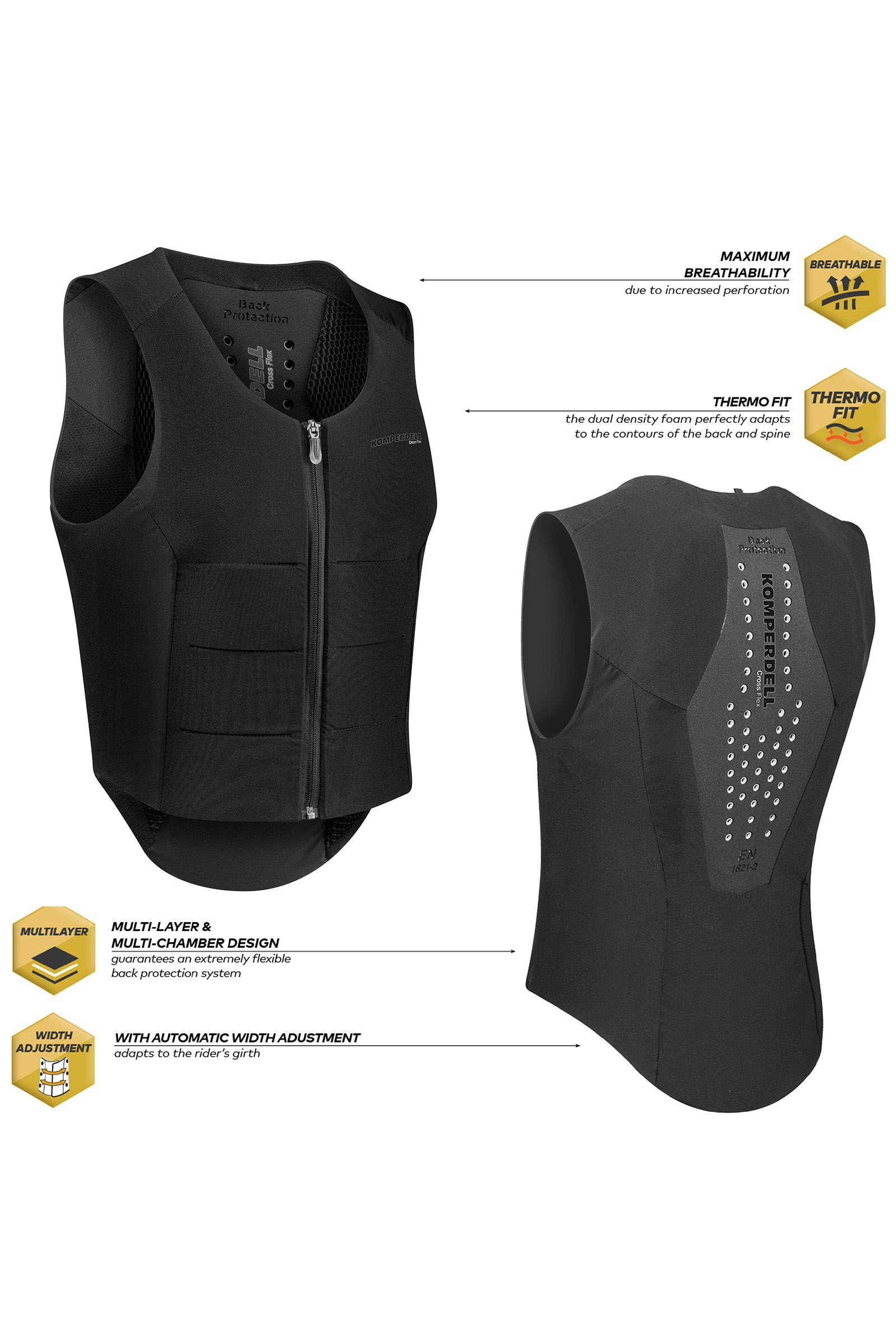 Komperdell FlexFit gilet balistique avec prot&egrave;ge-dos, coupe classique