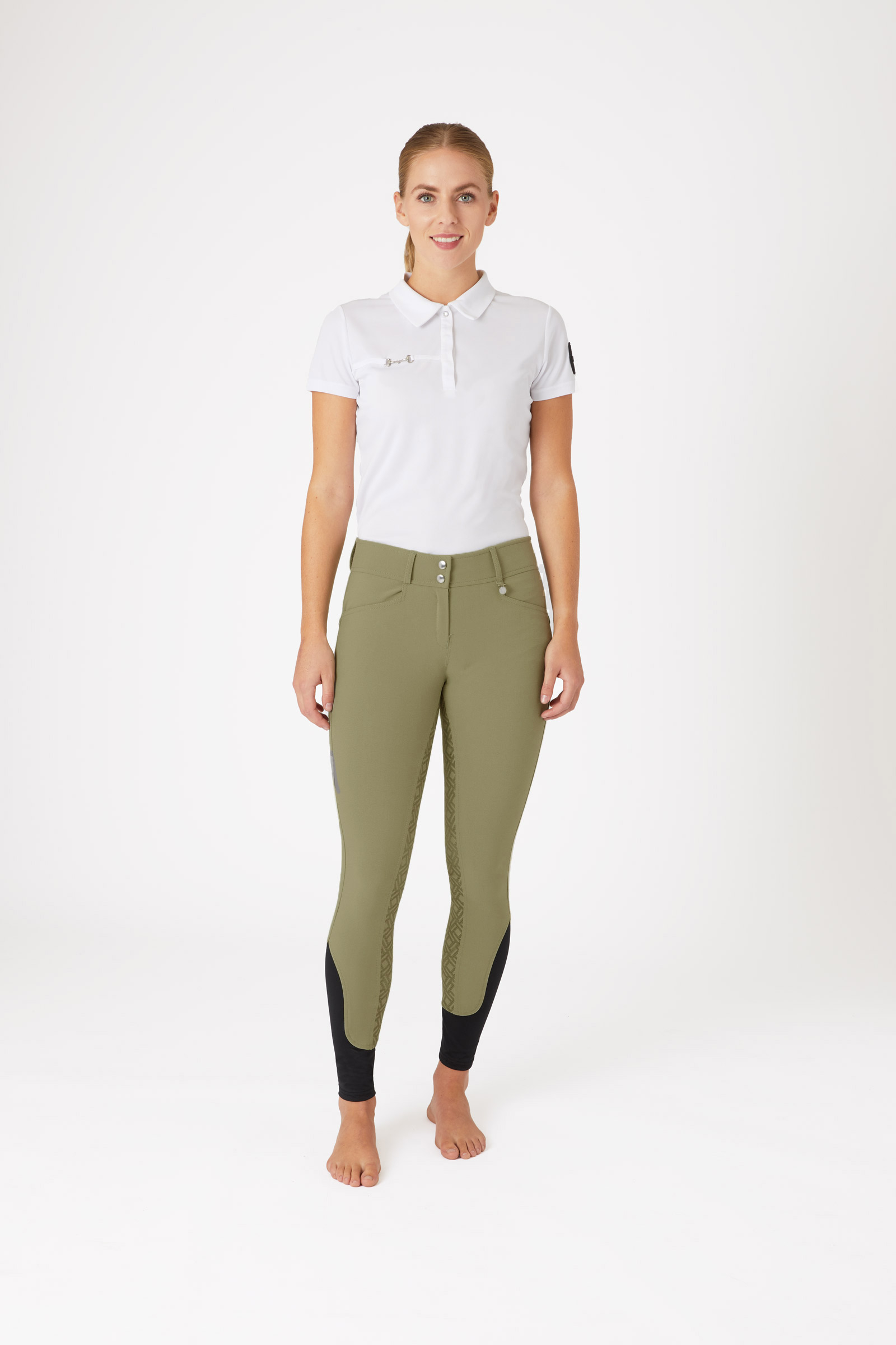 Pantalon d'équitation taille haute fond intégral silicone grip Horze, femme