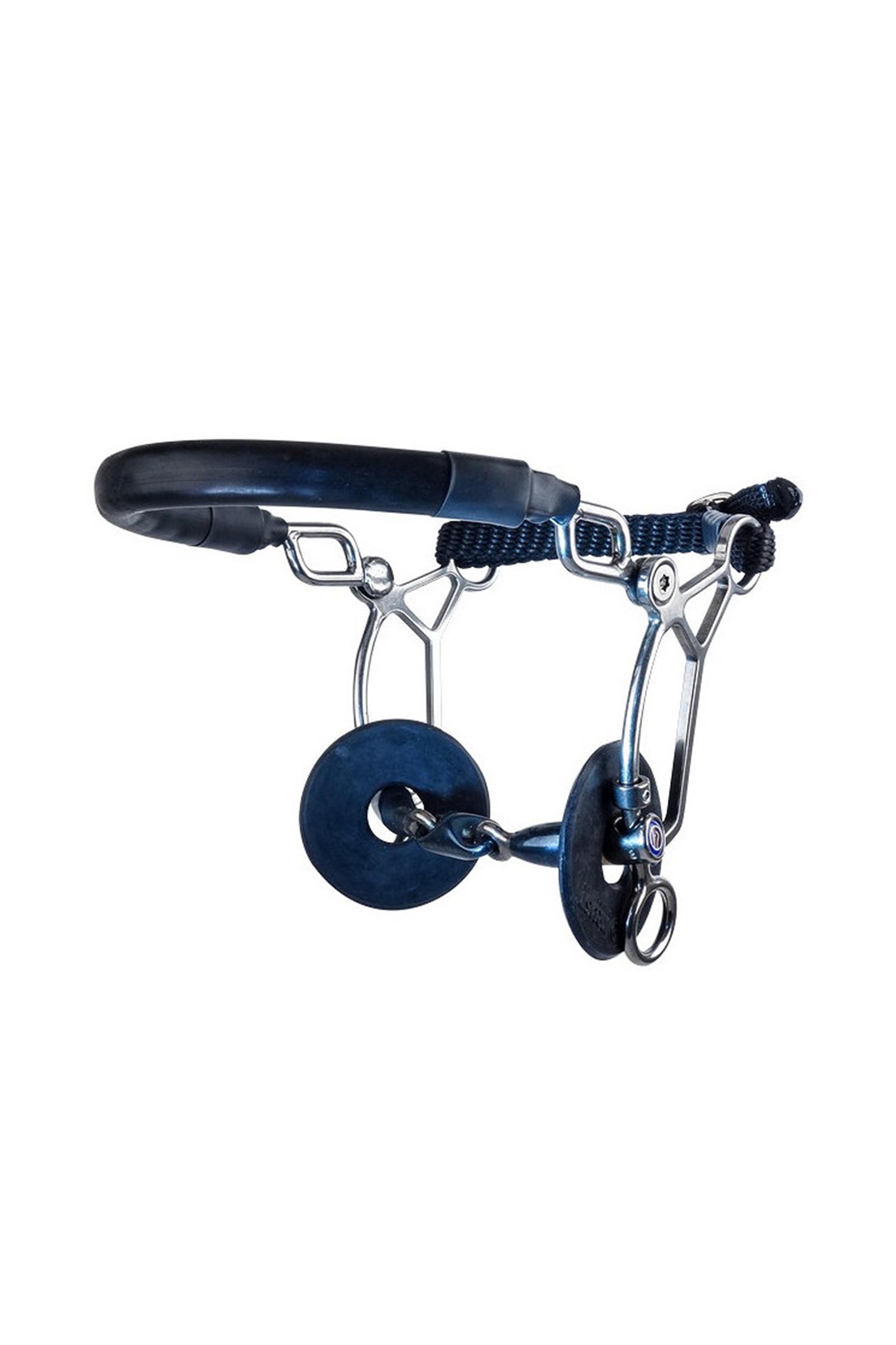 Combi Mors et Hackamore Trust Equestrian Acier Doux Bleu Salivant Branches courtes Double brisure