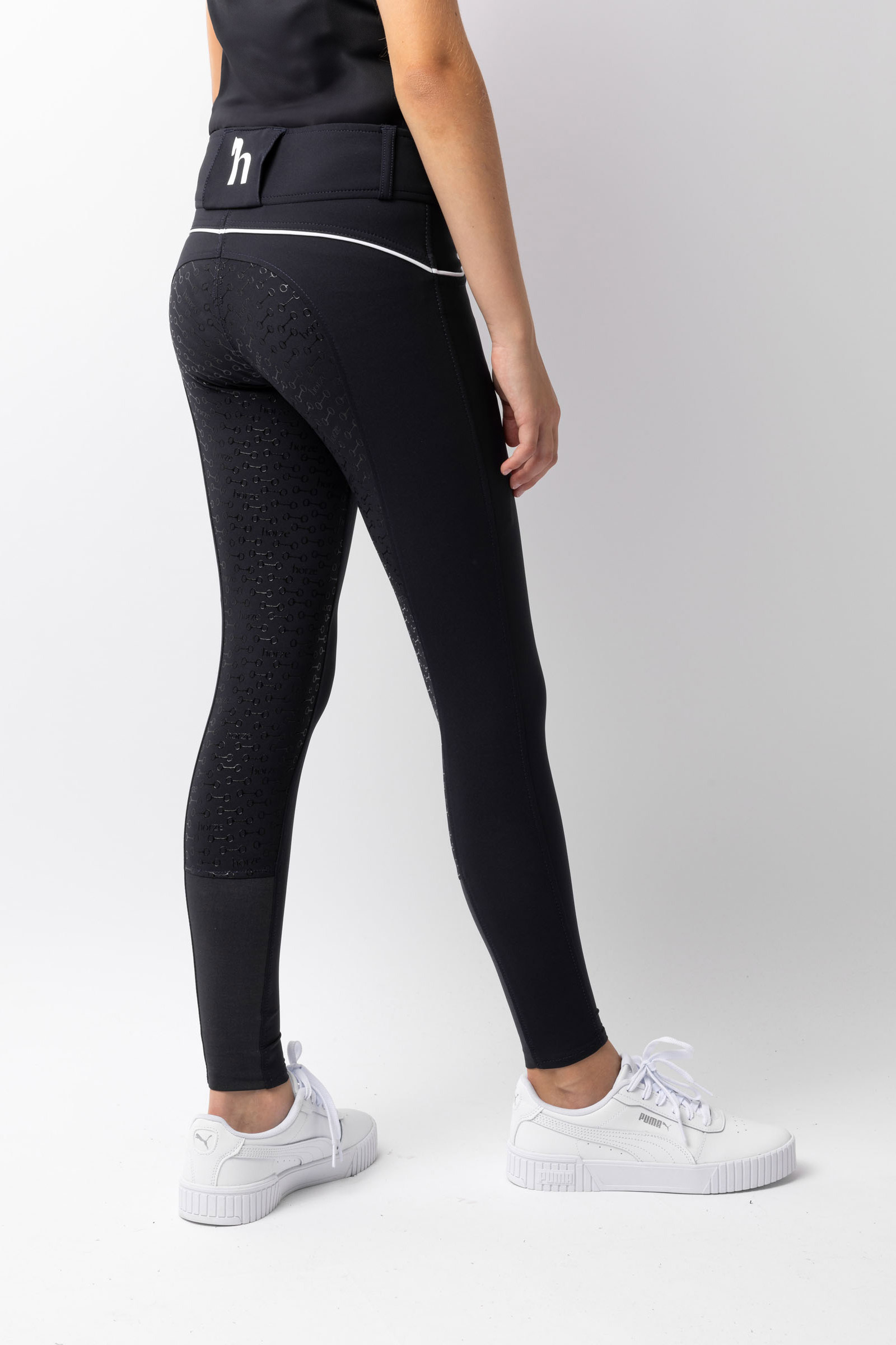 Pantalon d'&eacute;quitation taille haute fond int&eacute;gral silicone Horze Aubrey, enfant