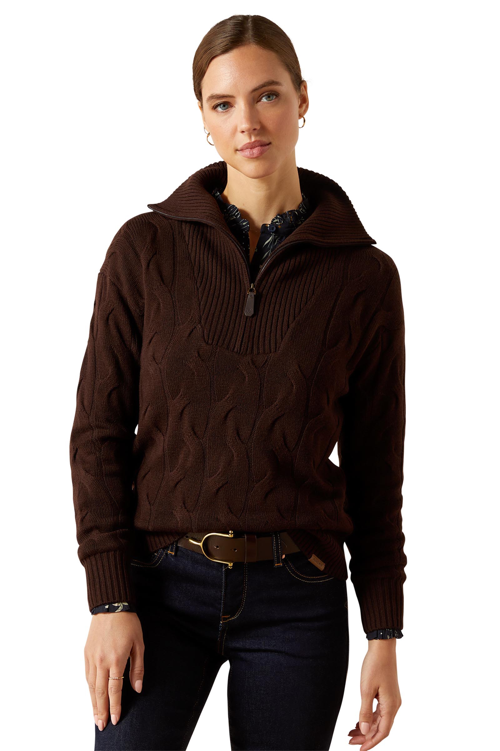 Coffee Bean Ariat Alamere pull femme avec demi-zip