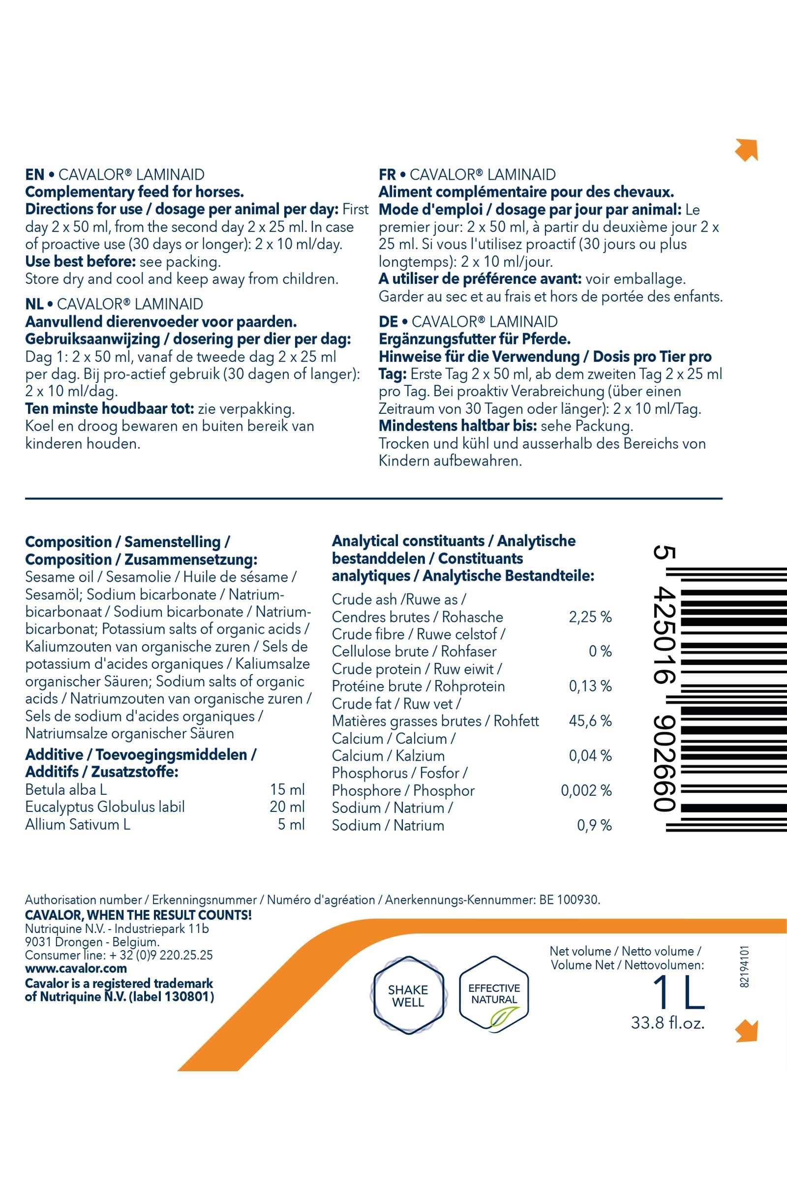 Bien-&ecirc;tre interne Cavalor Laminaid 1000 ml