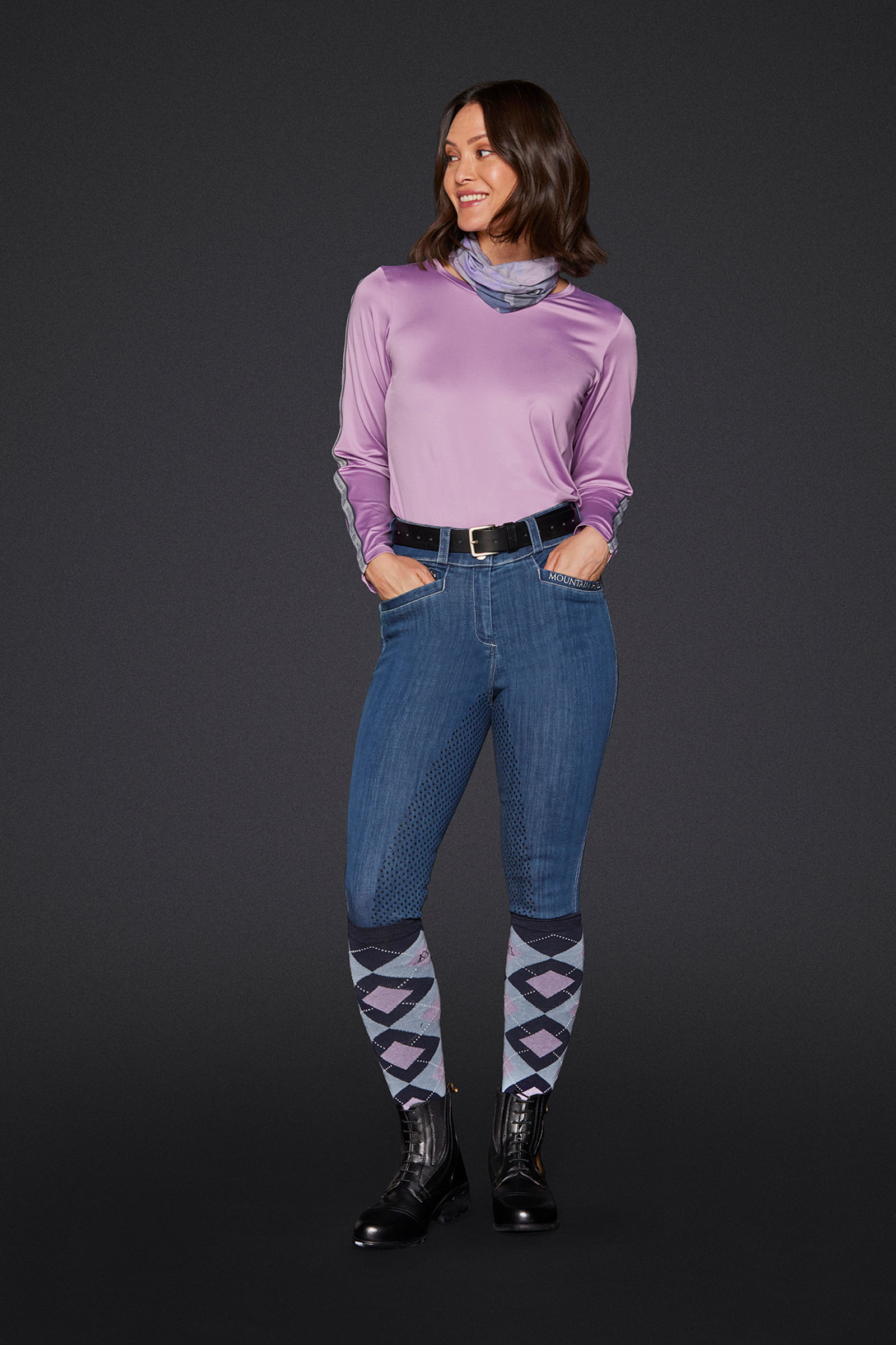 Mountain Horse Dream pantalon d'&eacute;quitation en jean pour femmes avec fond int&eacute;gral